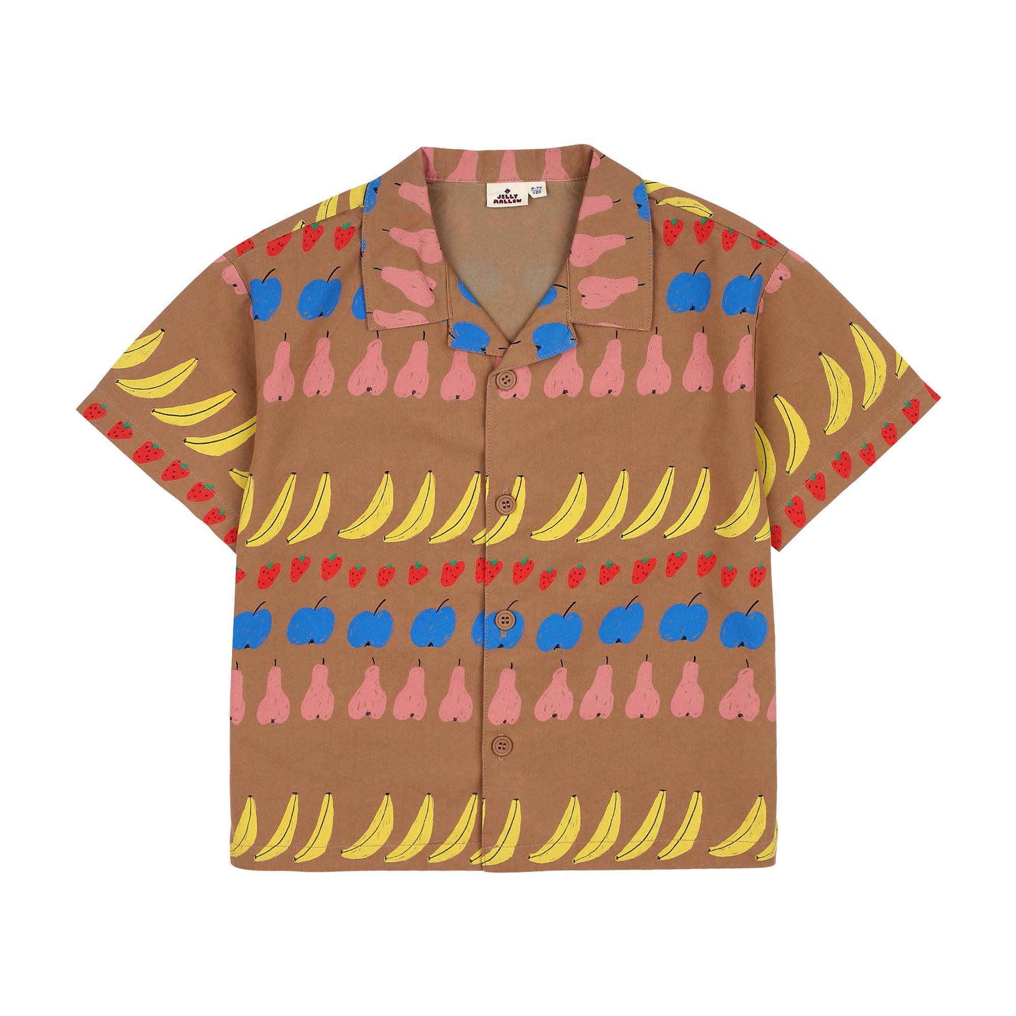 Boys & Girls Brown Printed Cotton Shirt