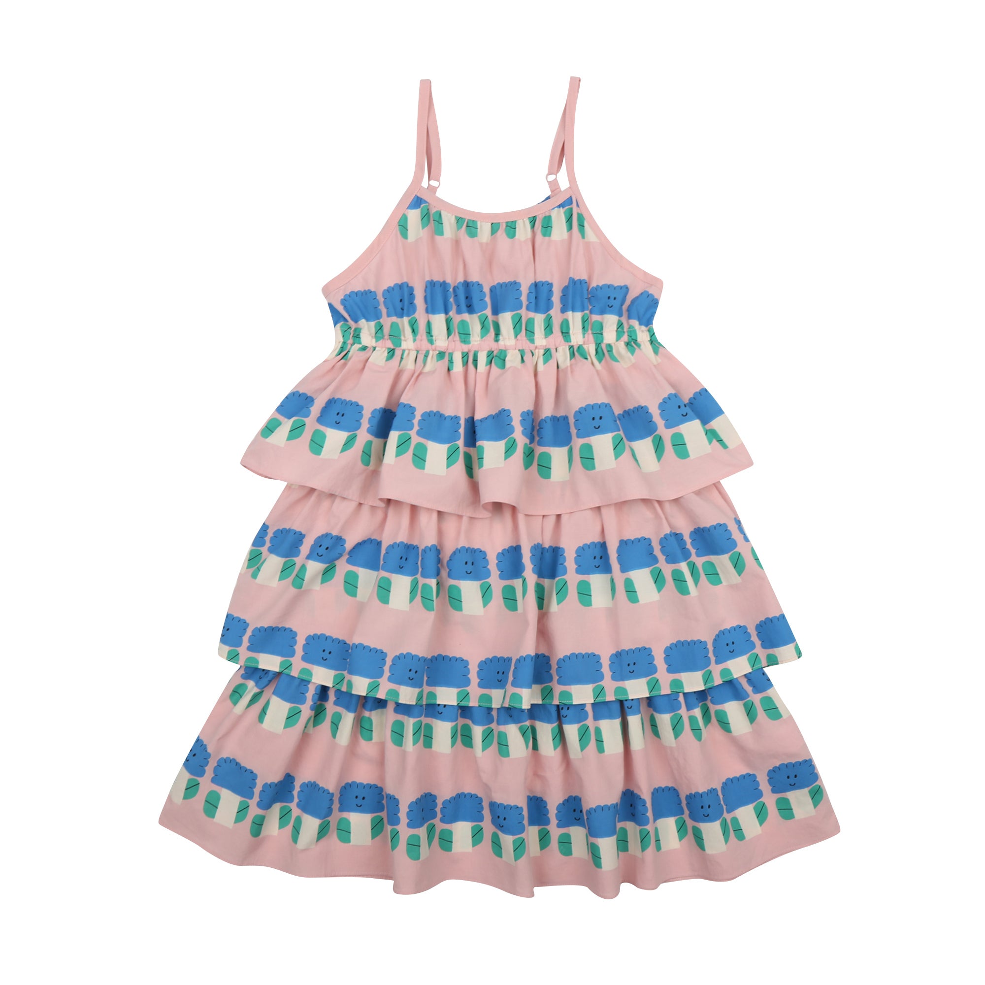 Girls Pink Printed Cotton Dress