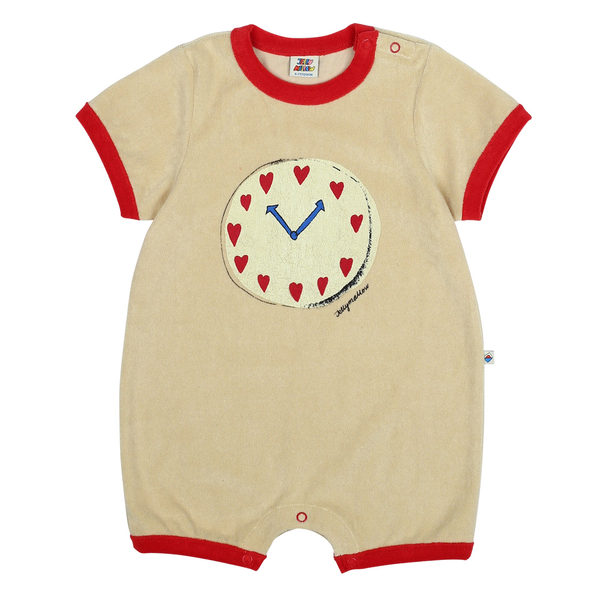 Baby Boys & Girls Beige Printed Cotton Babysuit