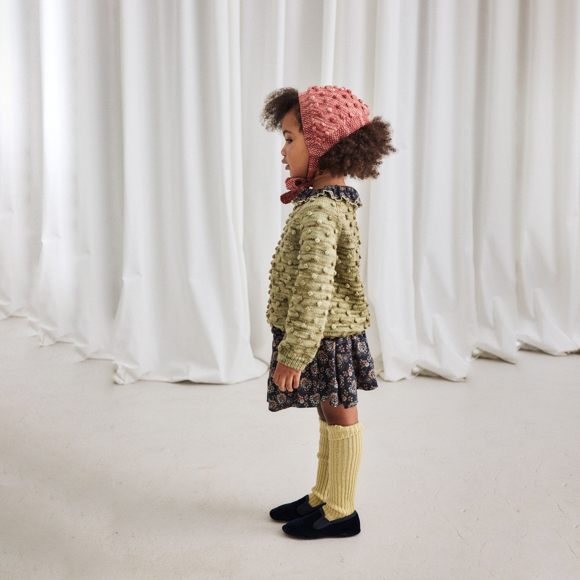 Boys & Girls Green Popcorn Wool Sweater