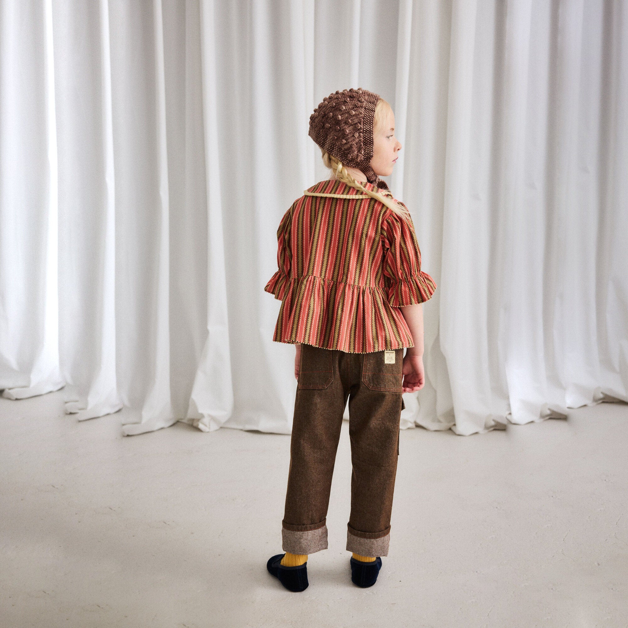 Girls Brown Wool Popcorn Headwarmer