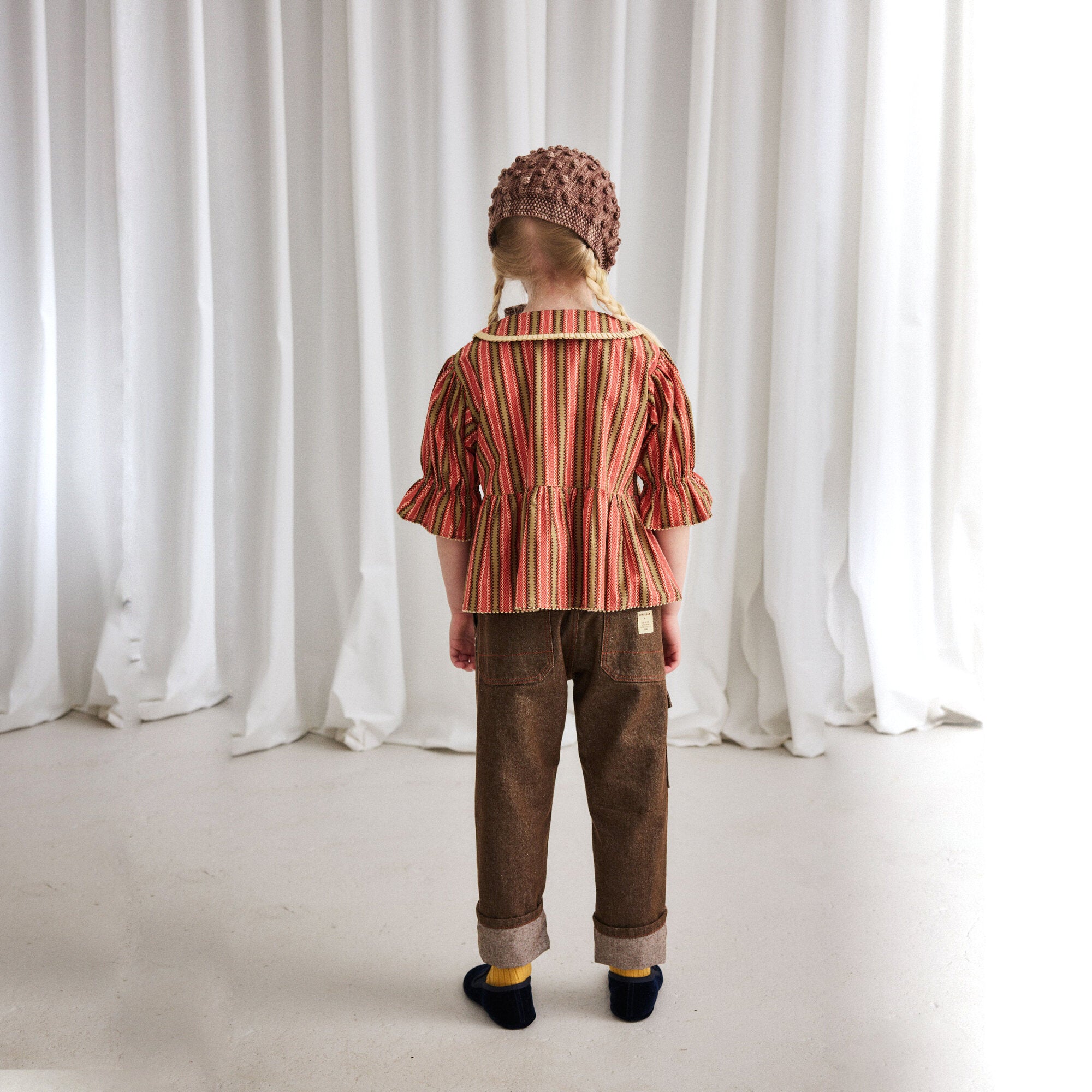 Girls Brown Wool Popcorn Headwarmer