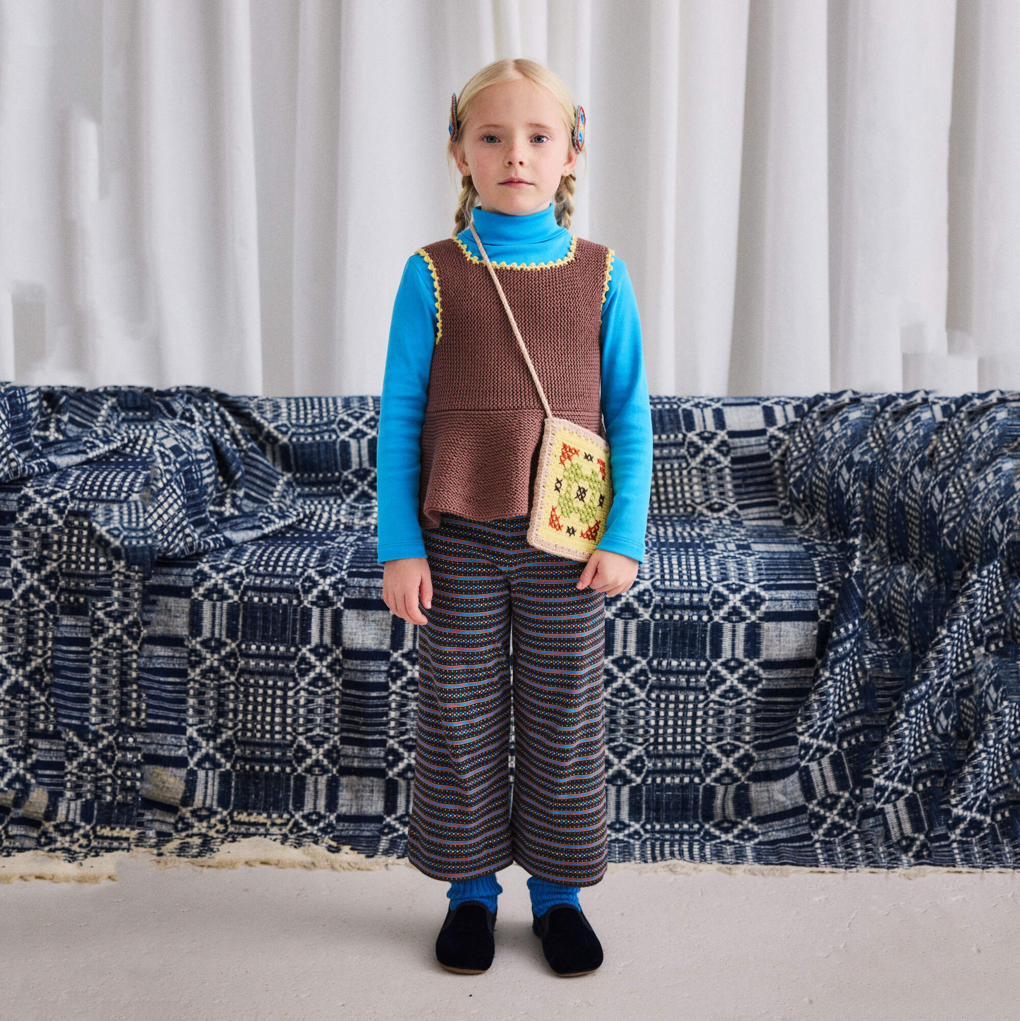 Boys & Girls Blue Cotton Turtleneck