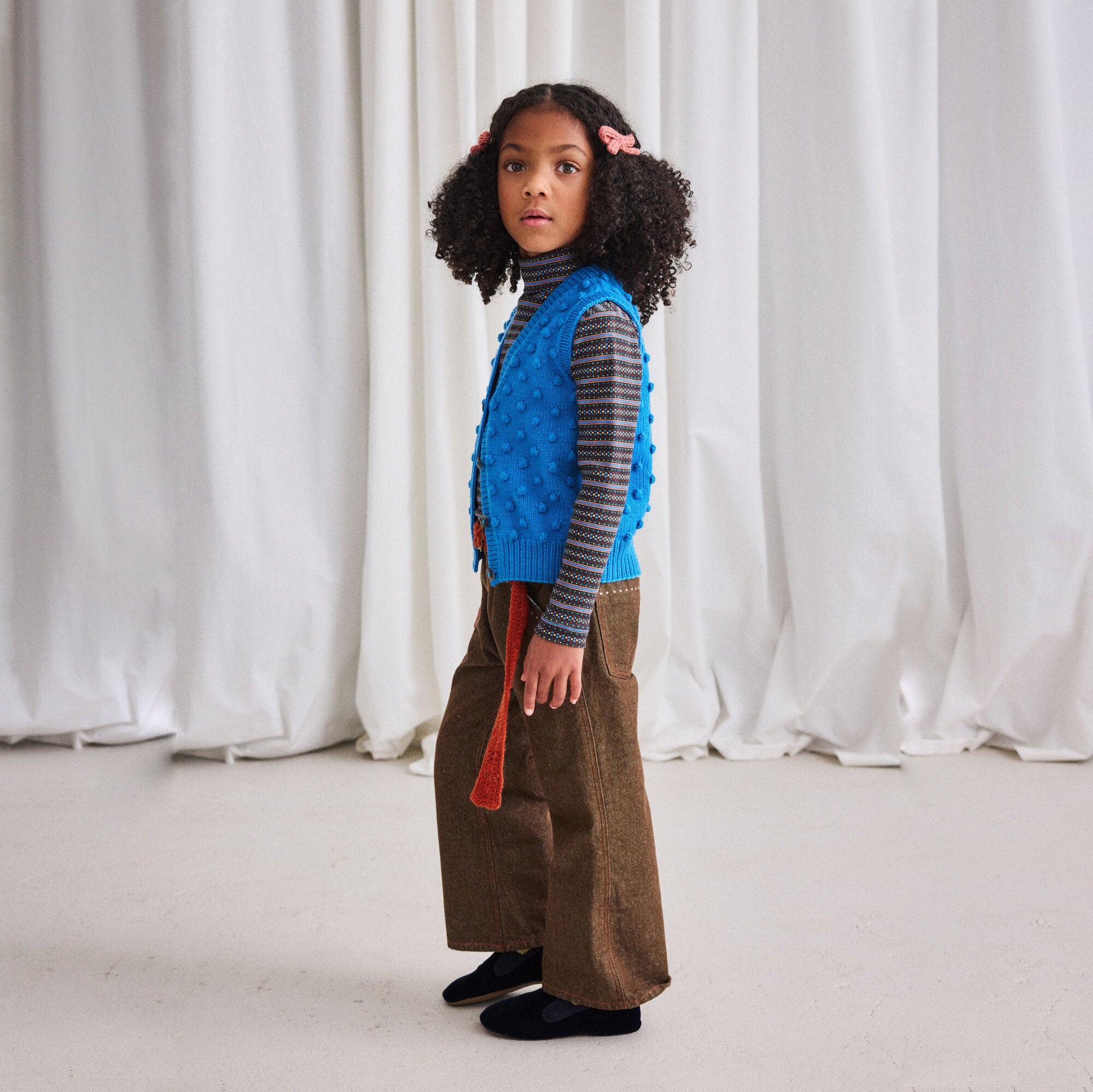 Boys & Girls Brown Stripes Cotton Turtleneck
