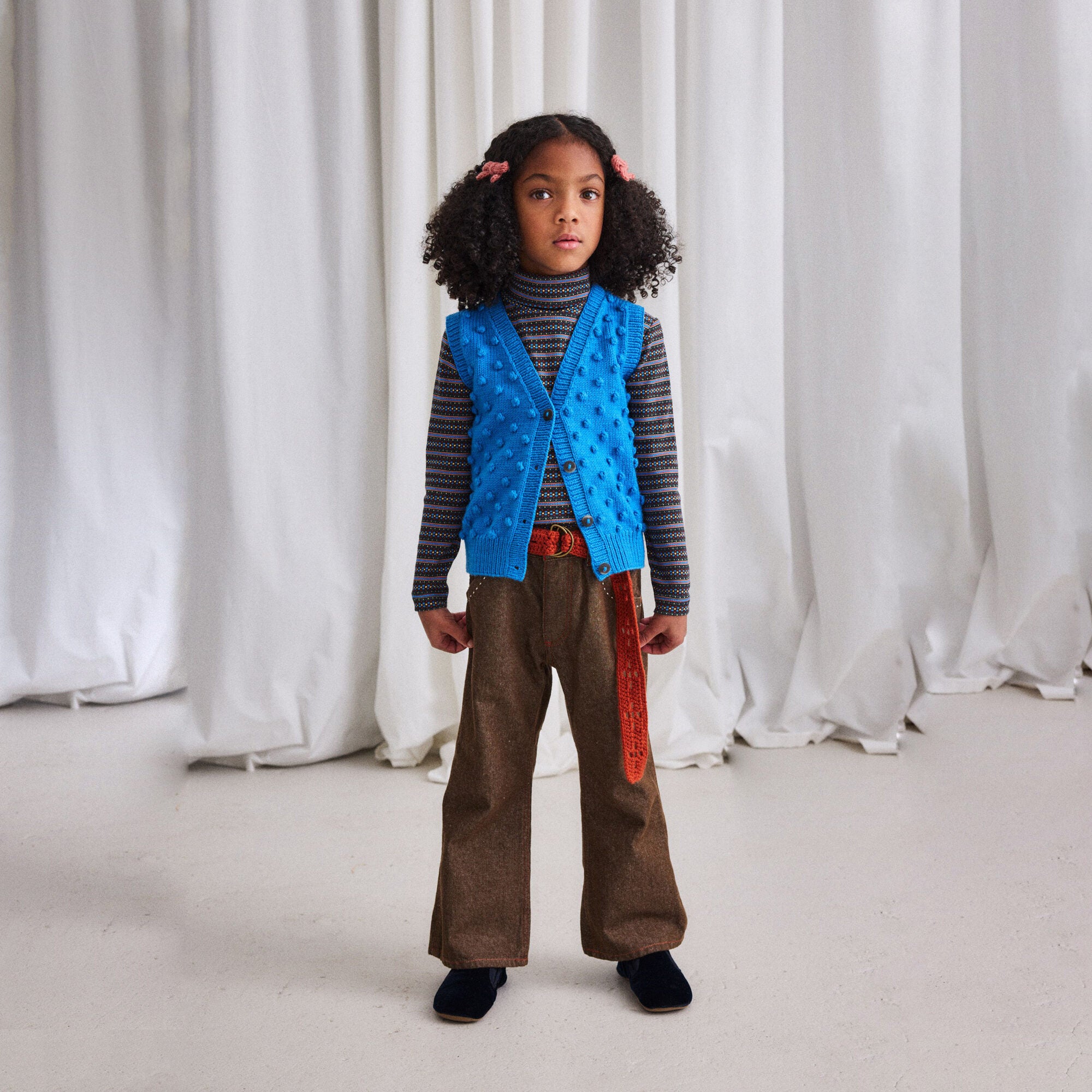 Boys & Girls Brown Stripes Cotton Turtleneck