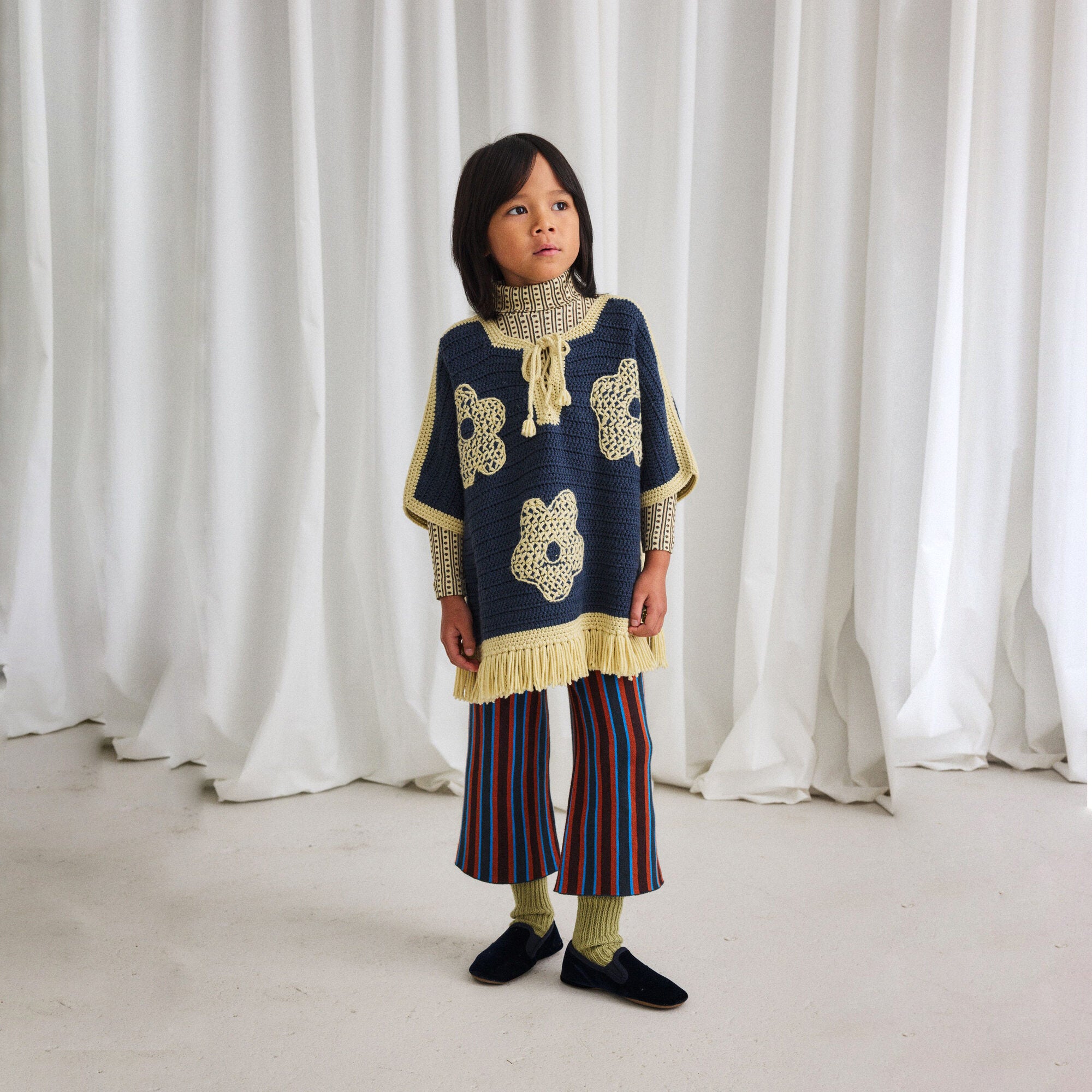 Boys & Girls Yellow Floral Cotton Turtleneck