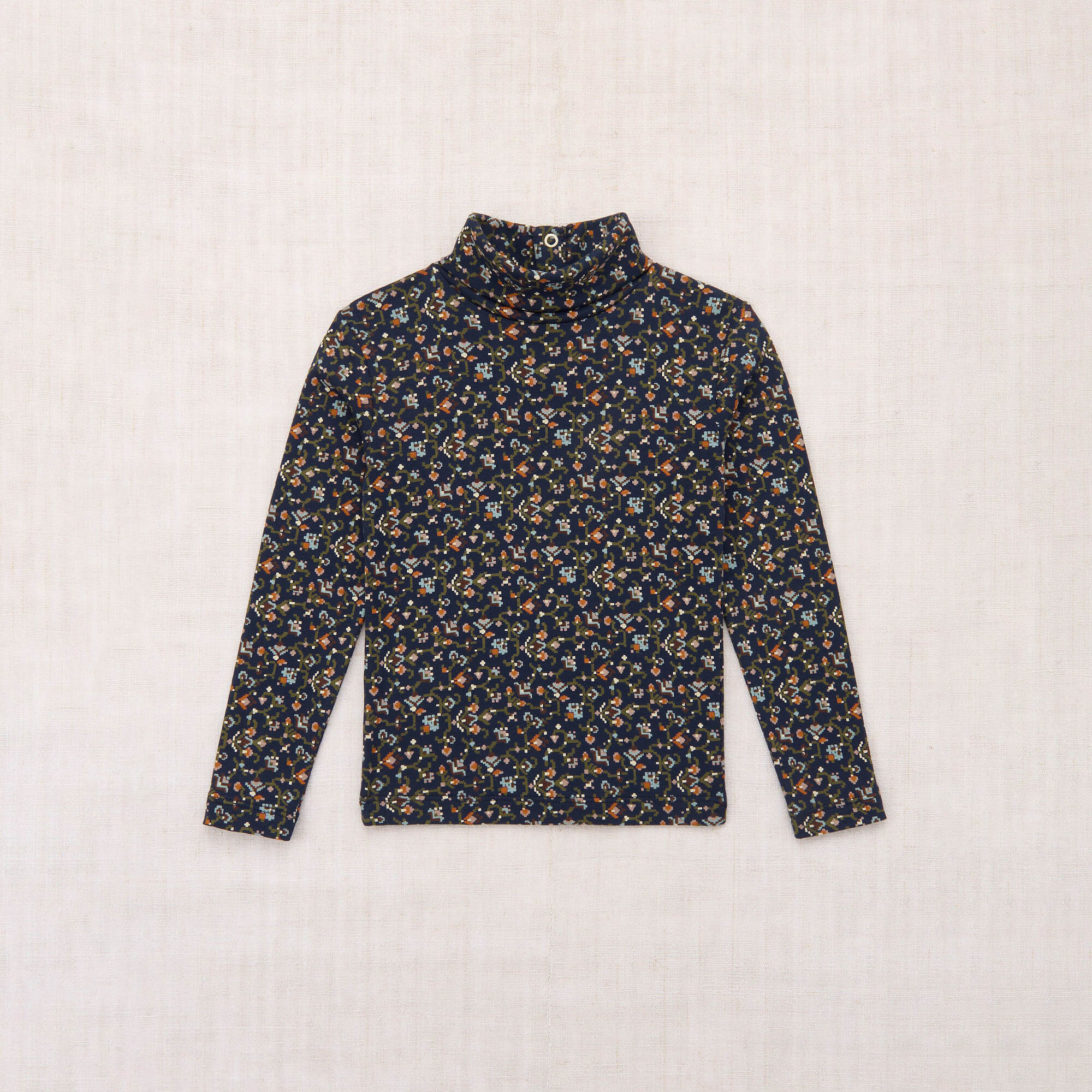 Boys & Girls Dark Blue Pattern Cotton Turtleneck
