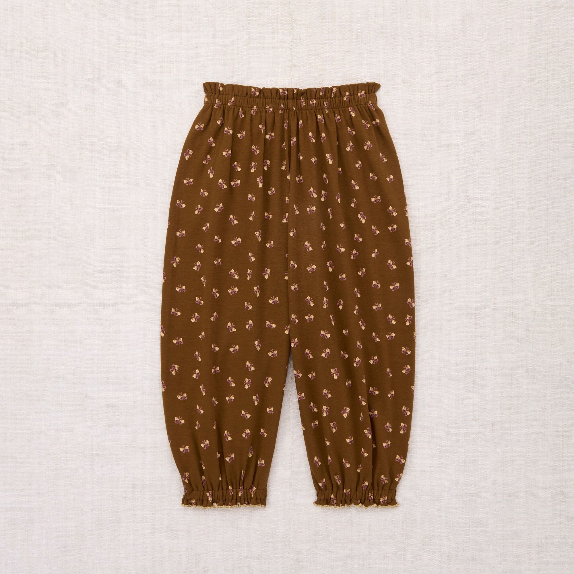 Girls Dark Coffee Printed Cotton Trousers