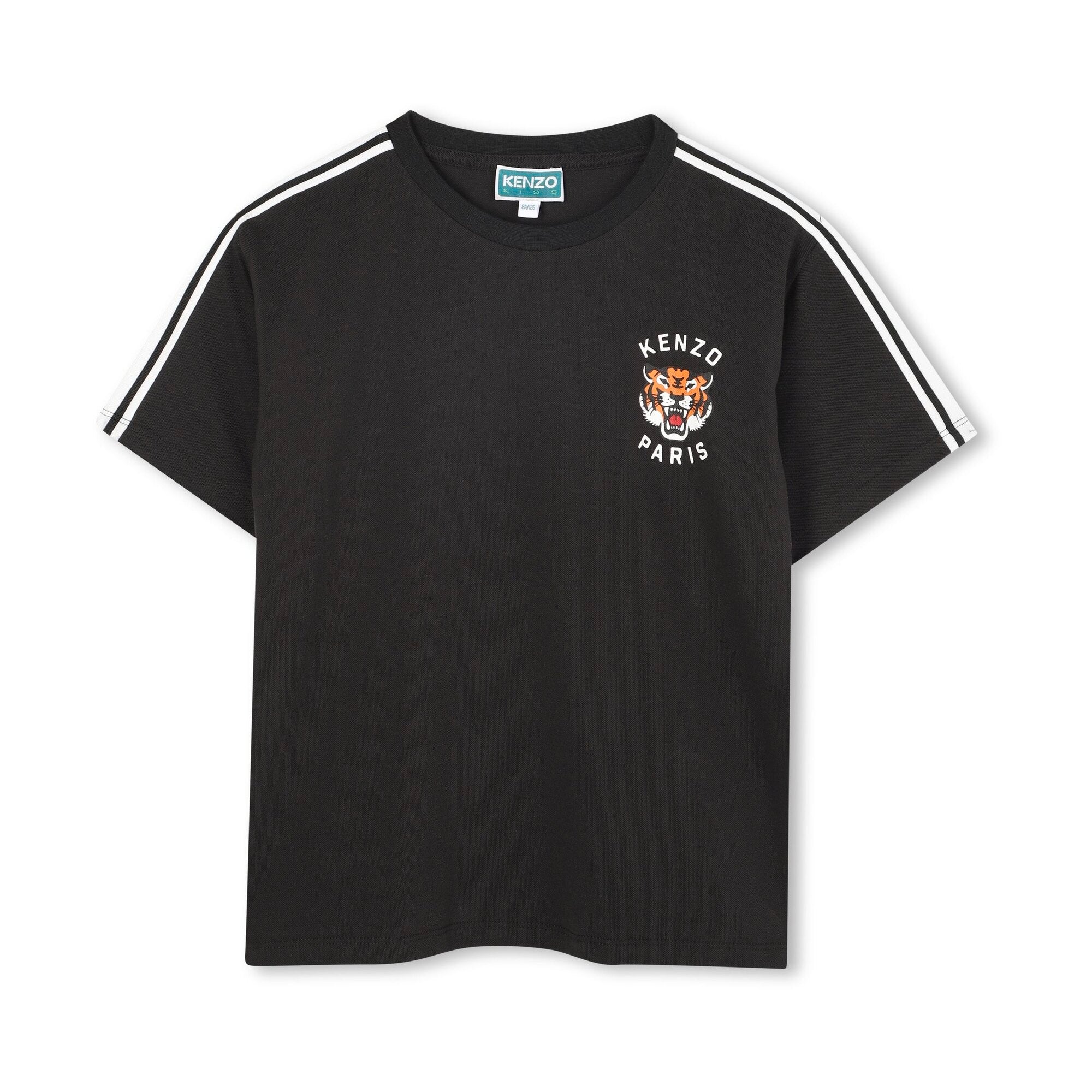 Boys & Girls Grey Black Cotton T-Shirt