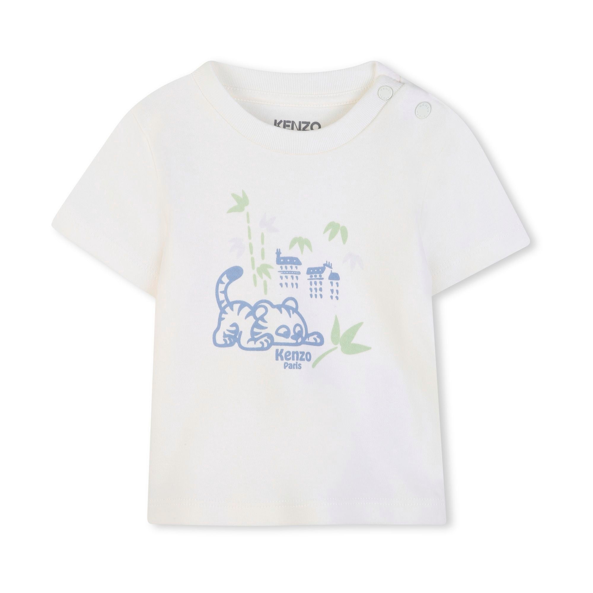 Baby Boys White & Light Blue Printed Cotton Set
