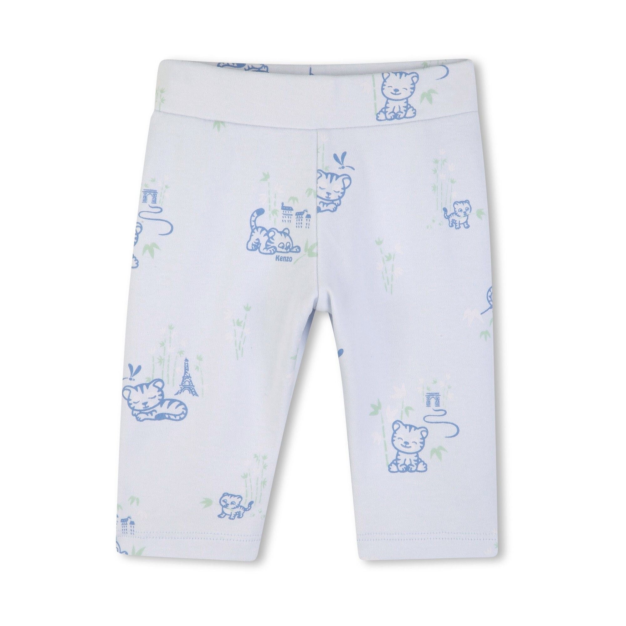 Baby Boys White & Light Blue Printed Cotton Set