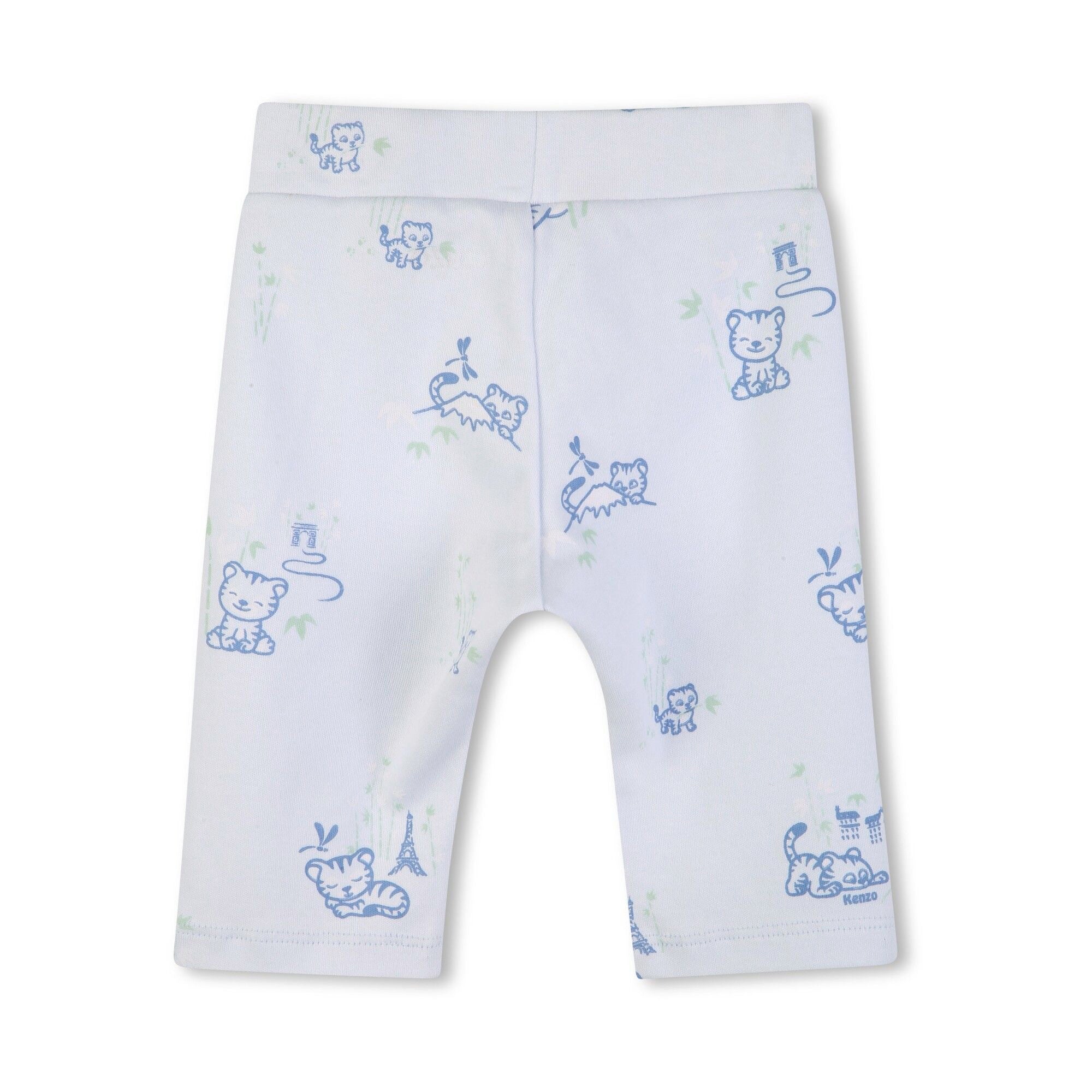 Baby Boys White & Light Blue Printed Cotton Set