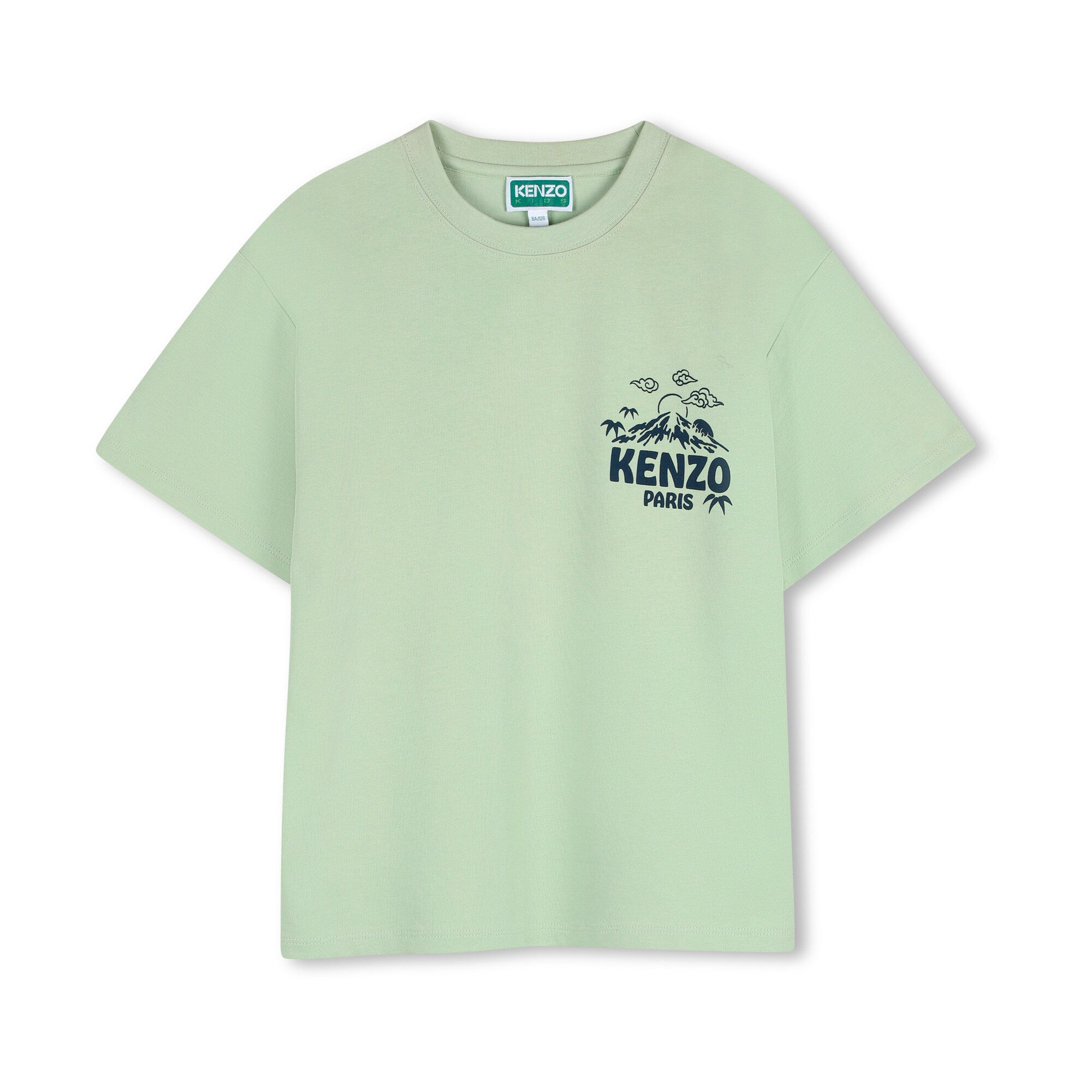 Boys Light Green Printed Cotton T-Shirt