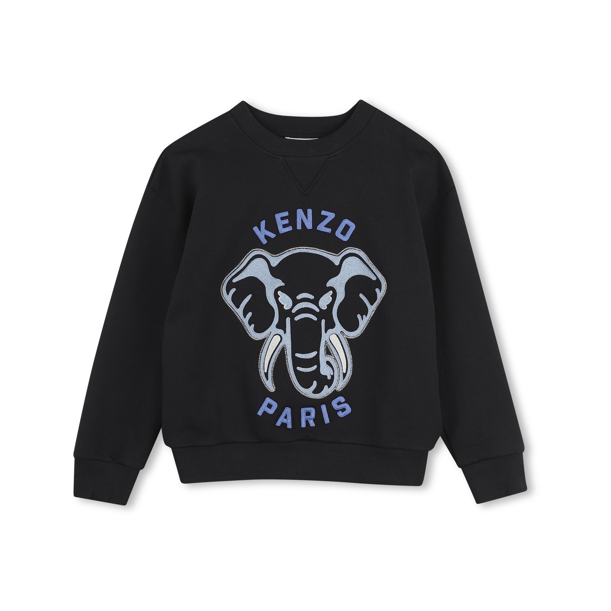 Sweat-shirt en coton brodé d'éléphants noirs pour garçons et filles
