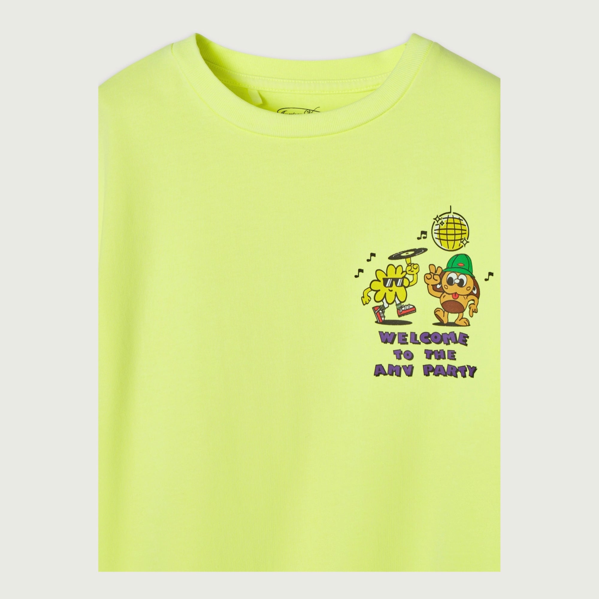 Boys & Girls Fluo Yellow Printed Cotton T-Shirt