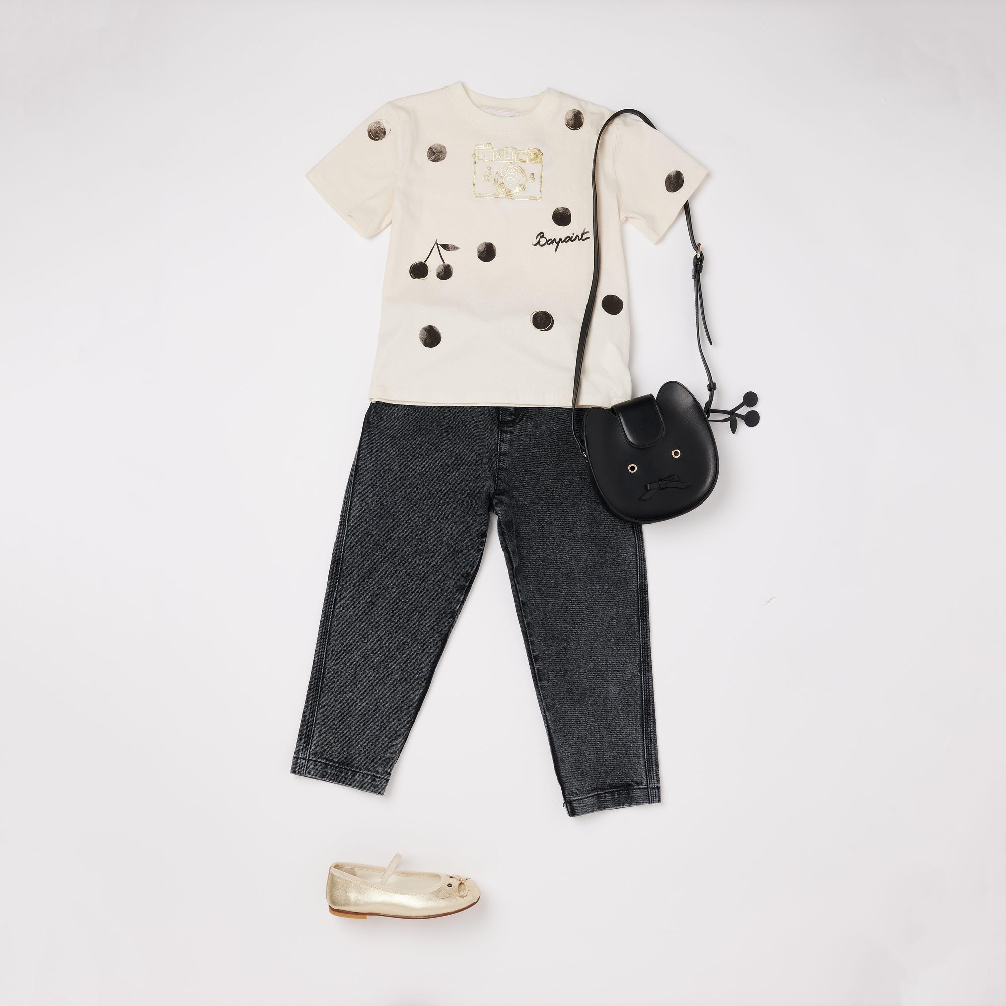 Girls Ivory Printed Cotton T-Shirt