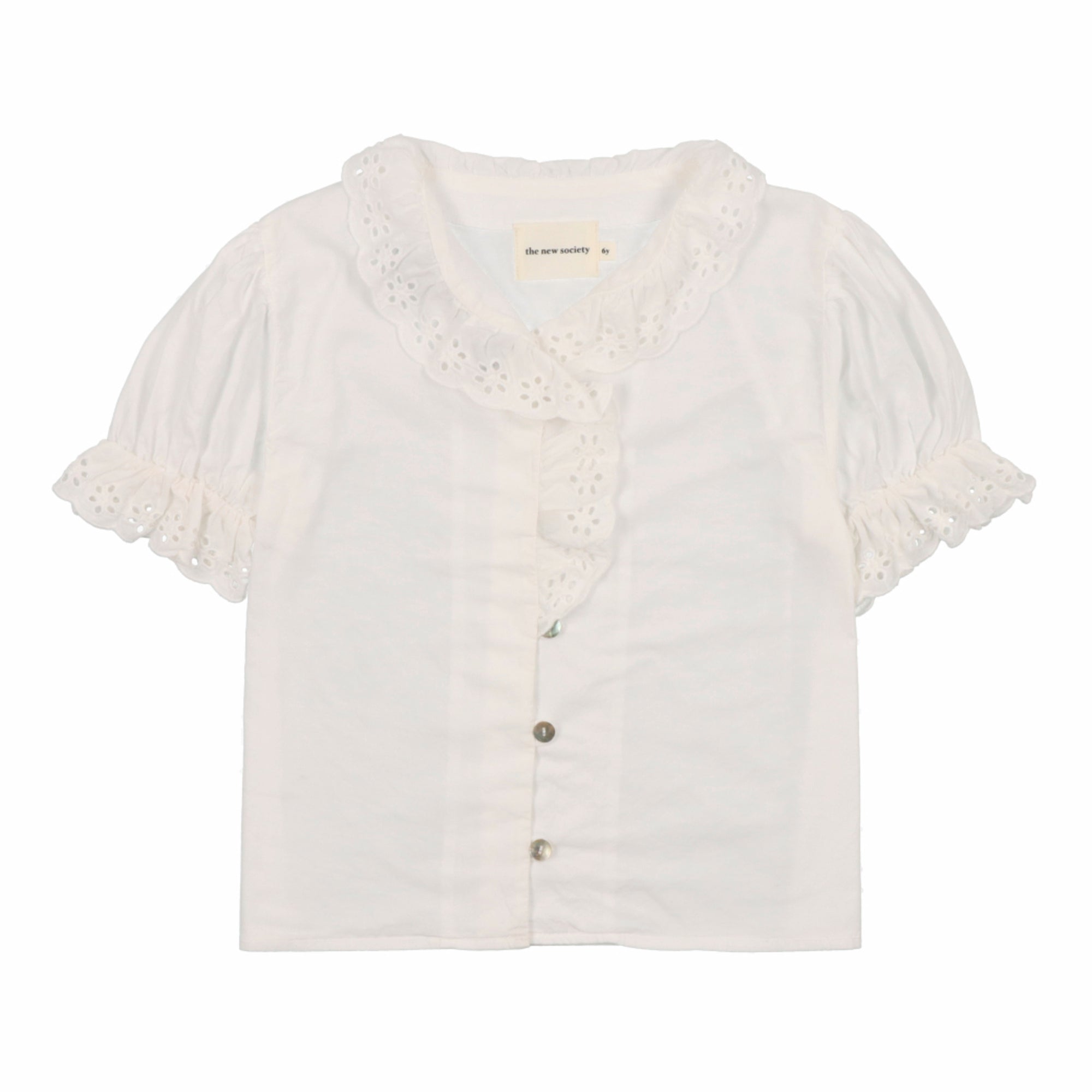 Girls White Embroidered Cotton Shirt