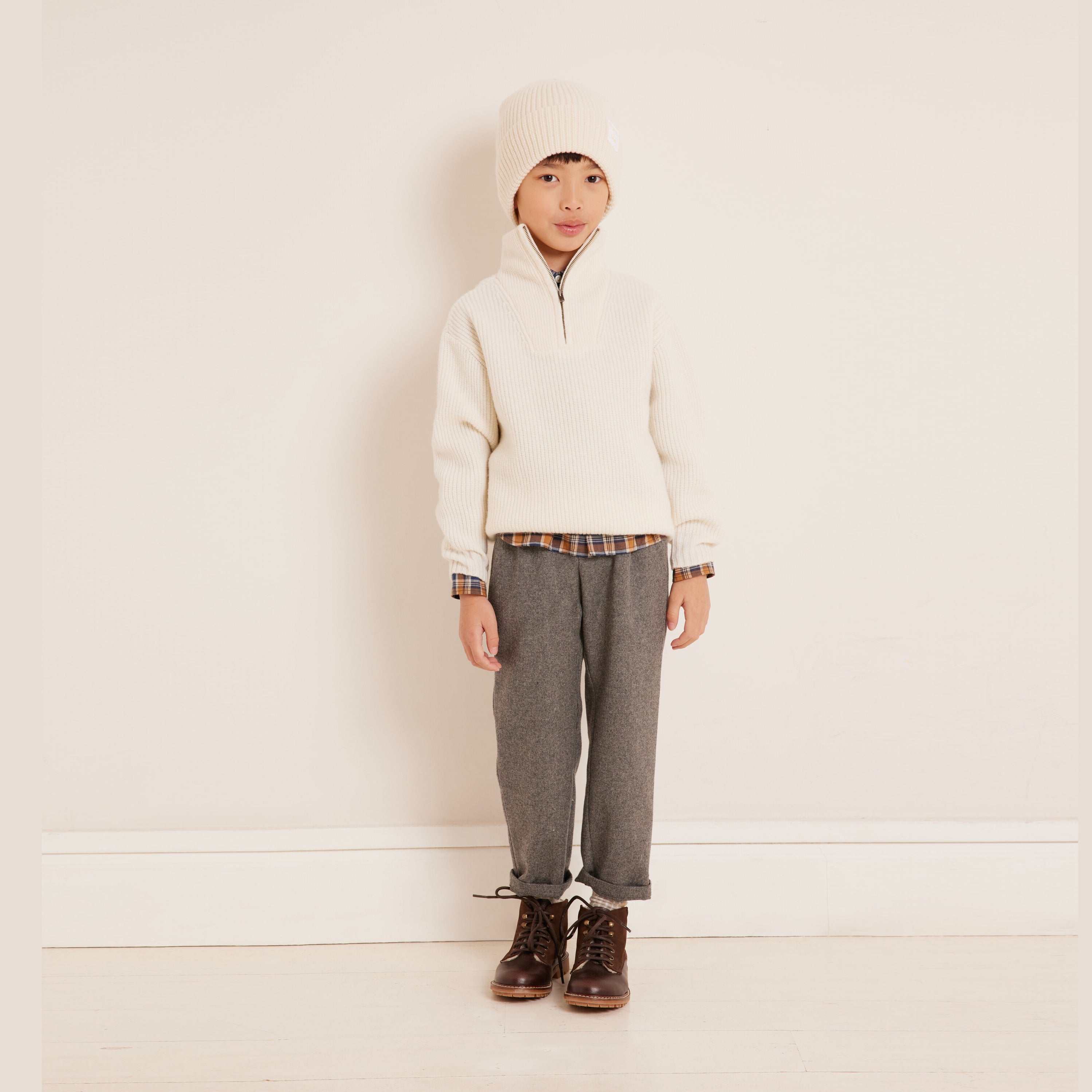 Boys & Girls White Wool Hat