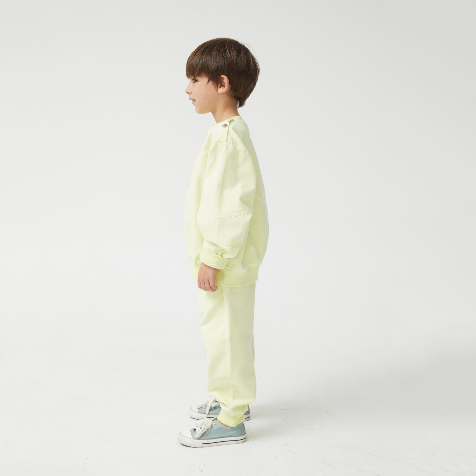 Boys & Girls Fluo Green Cotton Sweatshirt