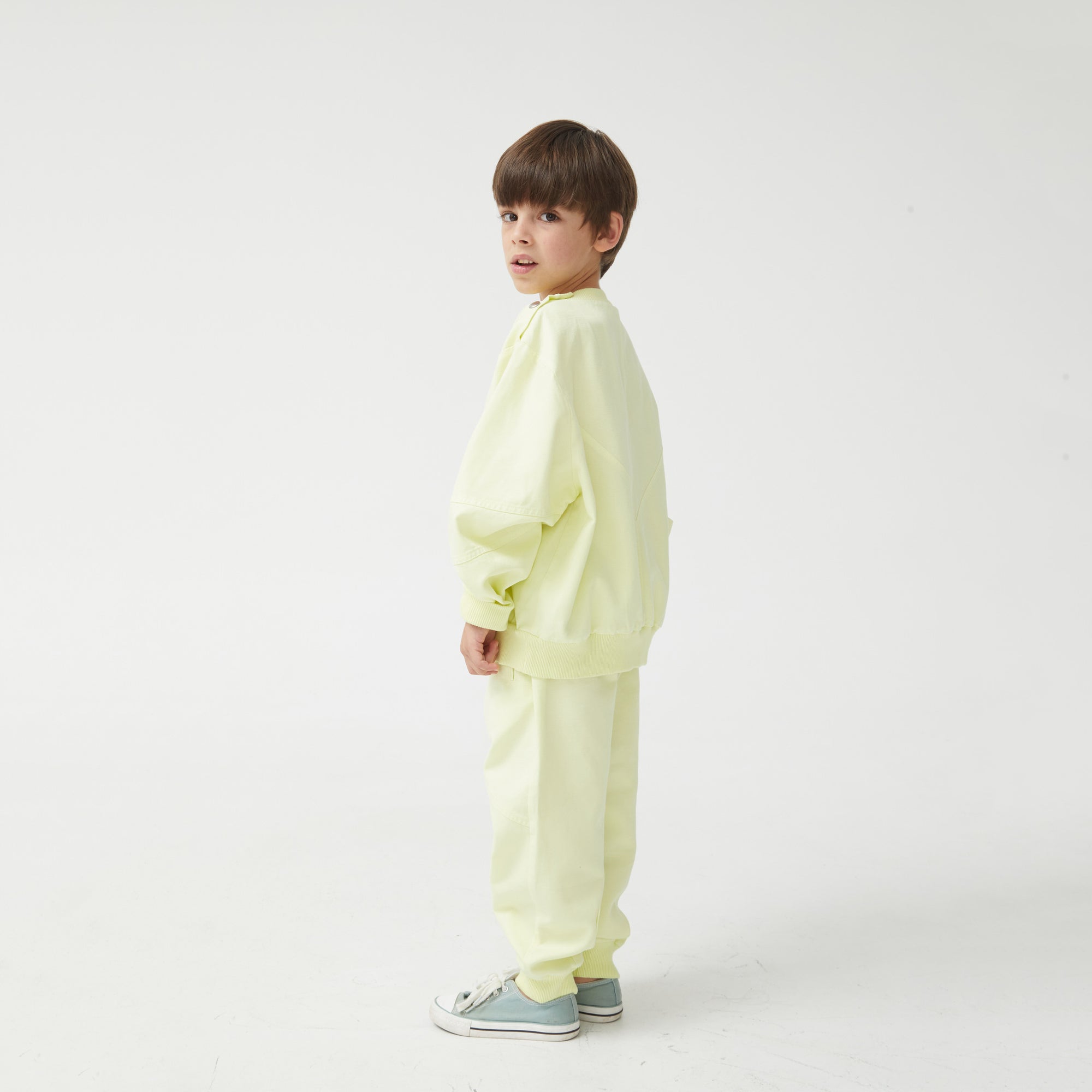 Boys & Girls Fluo Green Cotton Sweatshirt