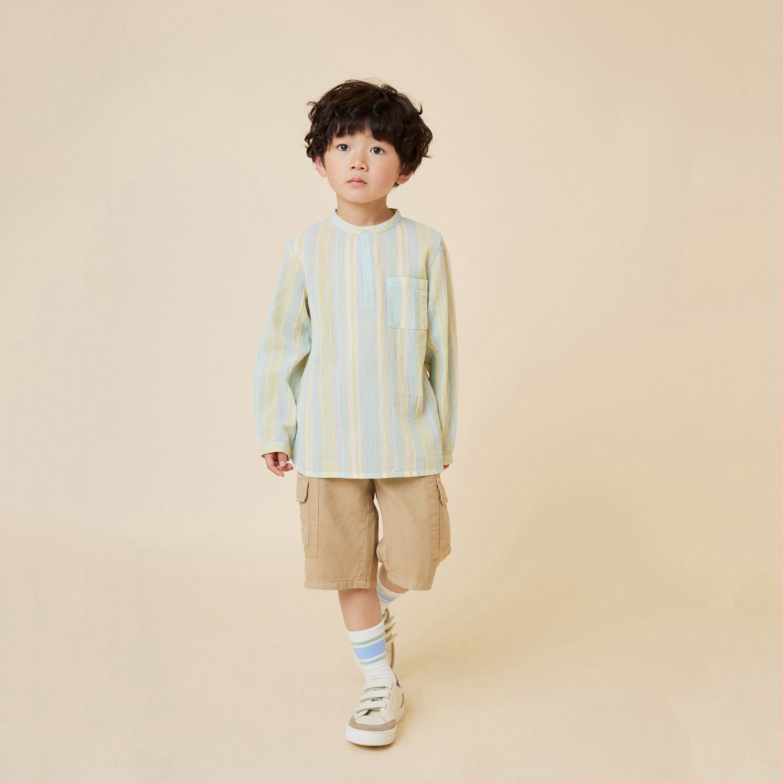 Boys Mint Stripes Cotton Shirt