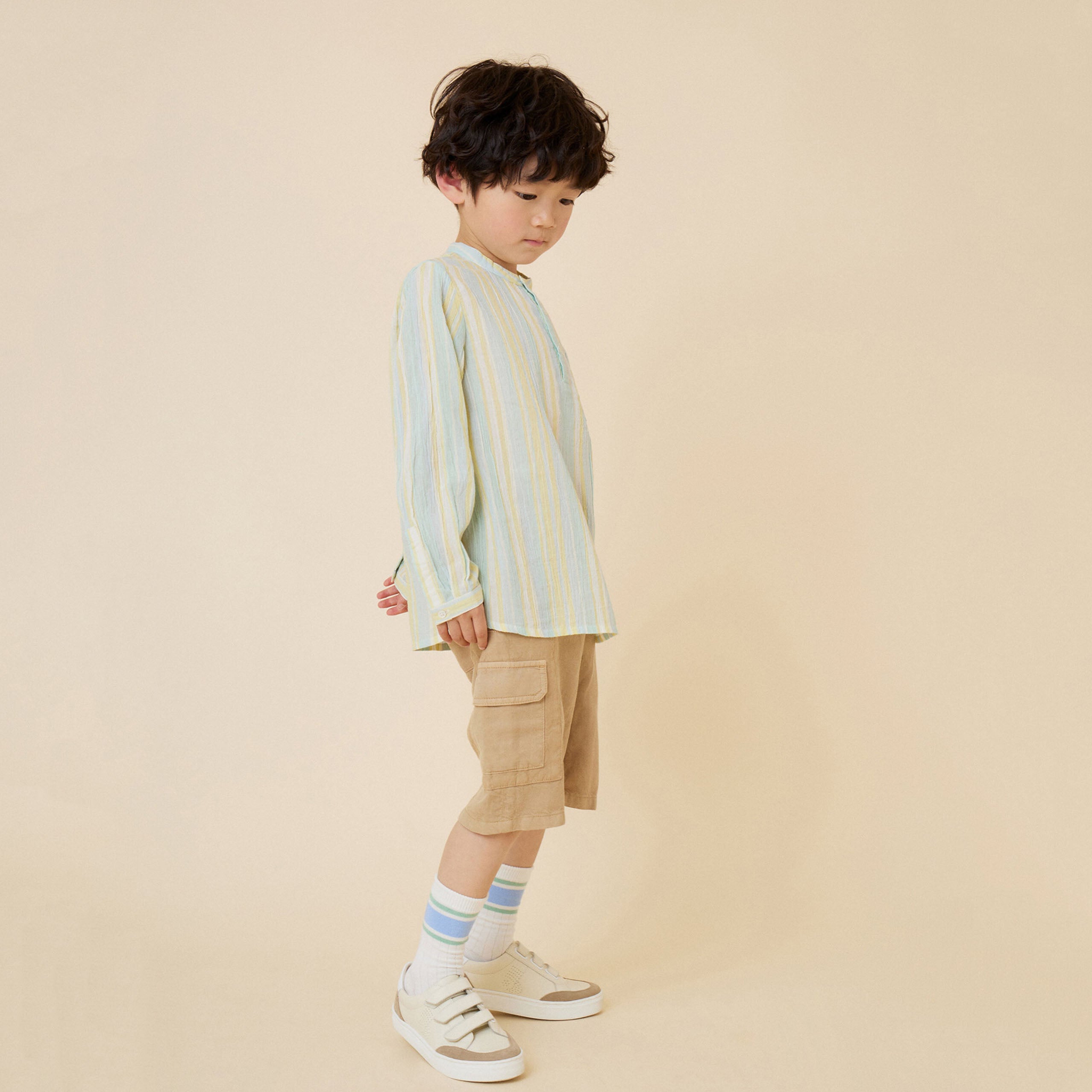 Boys Mint Stripes Cotton Shirt