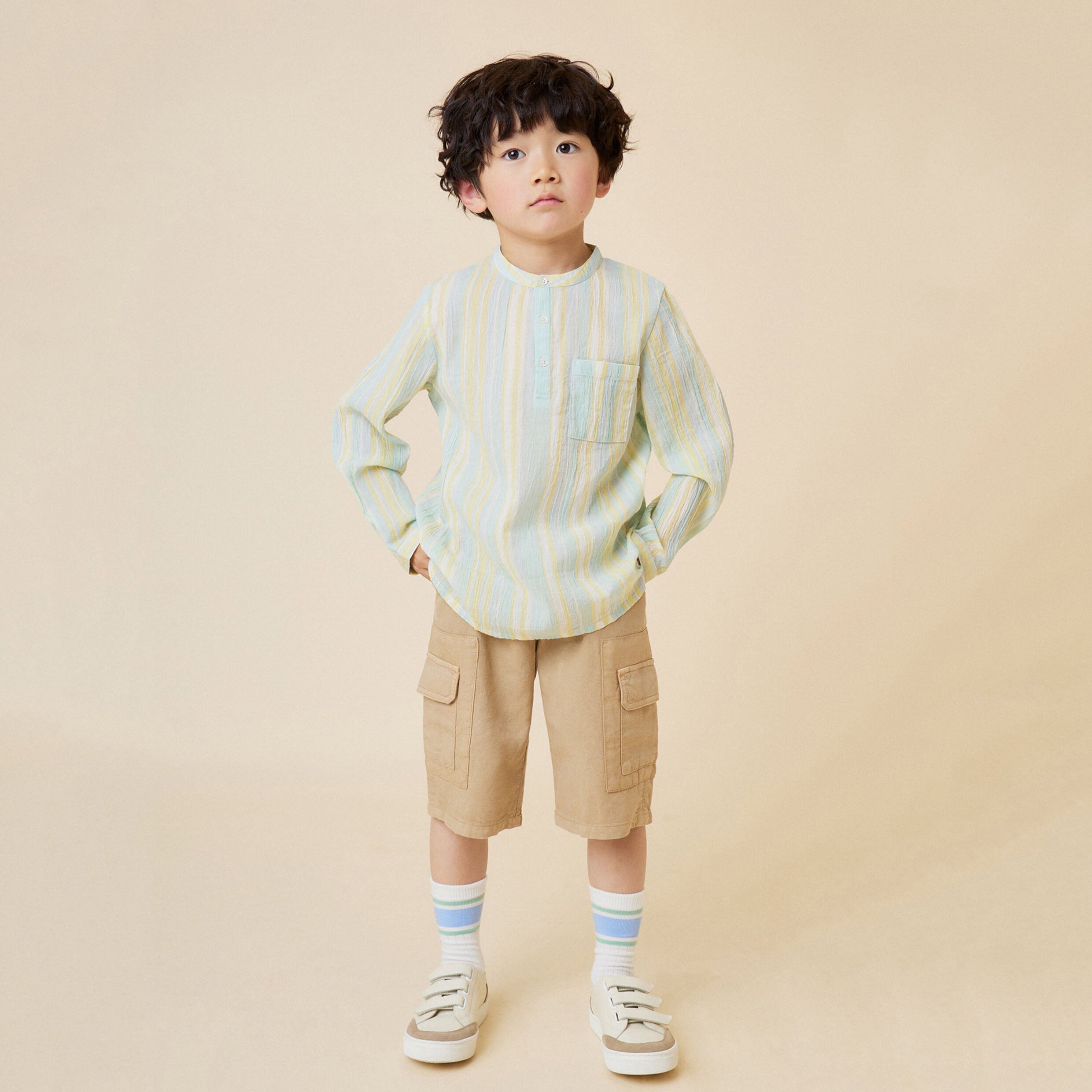 Boys Mint Stripes Cotton Shirt