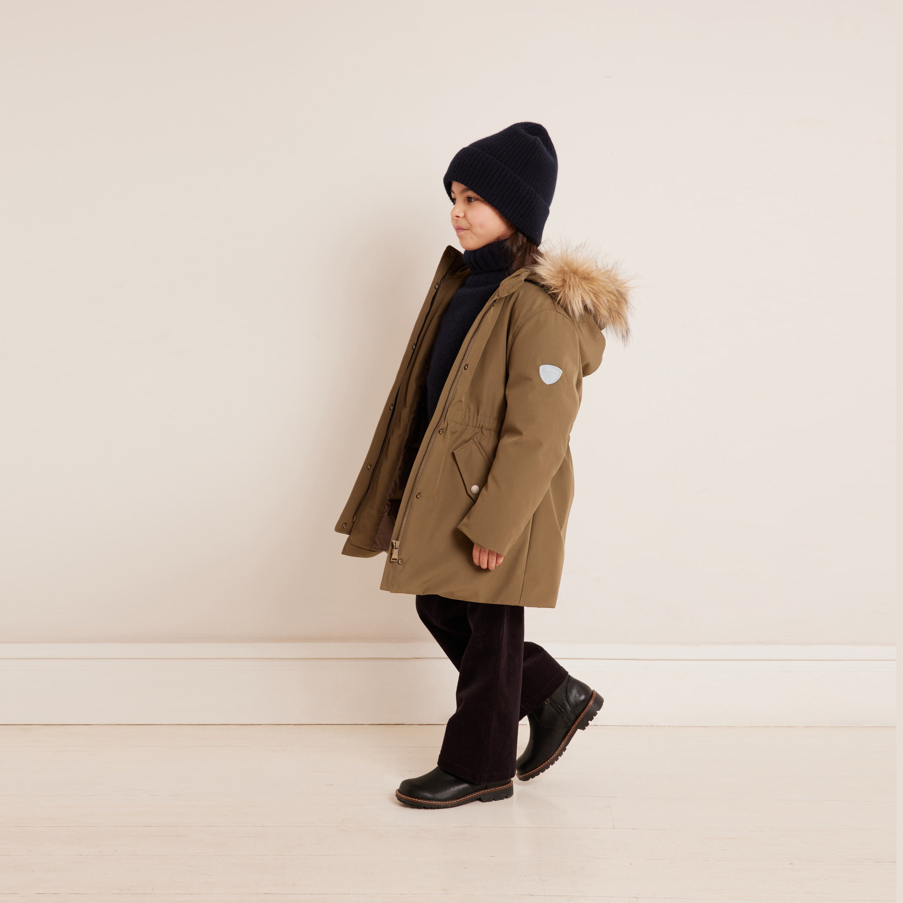 Girls Army Green Padded Down Coat