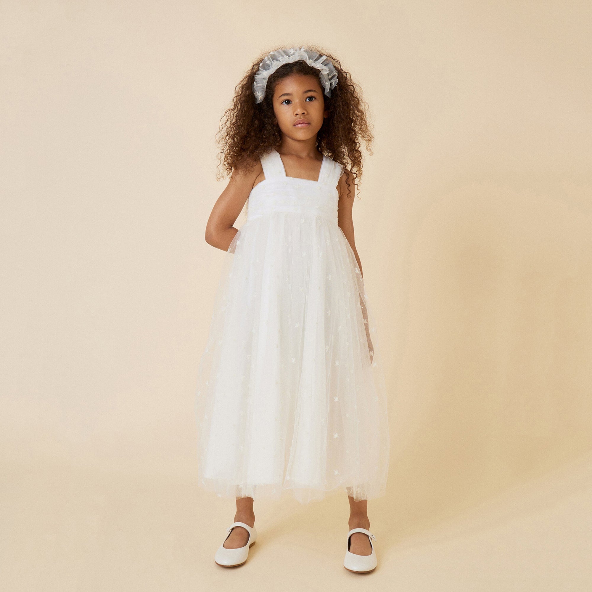 Girls White Tulle Headband