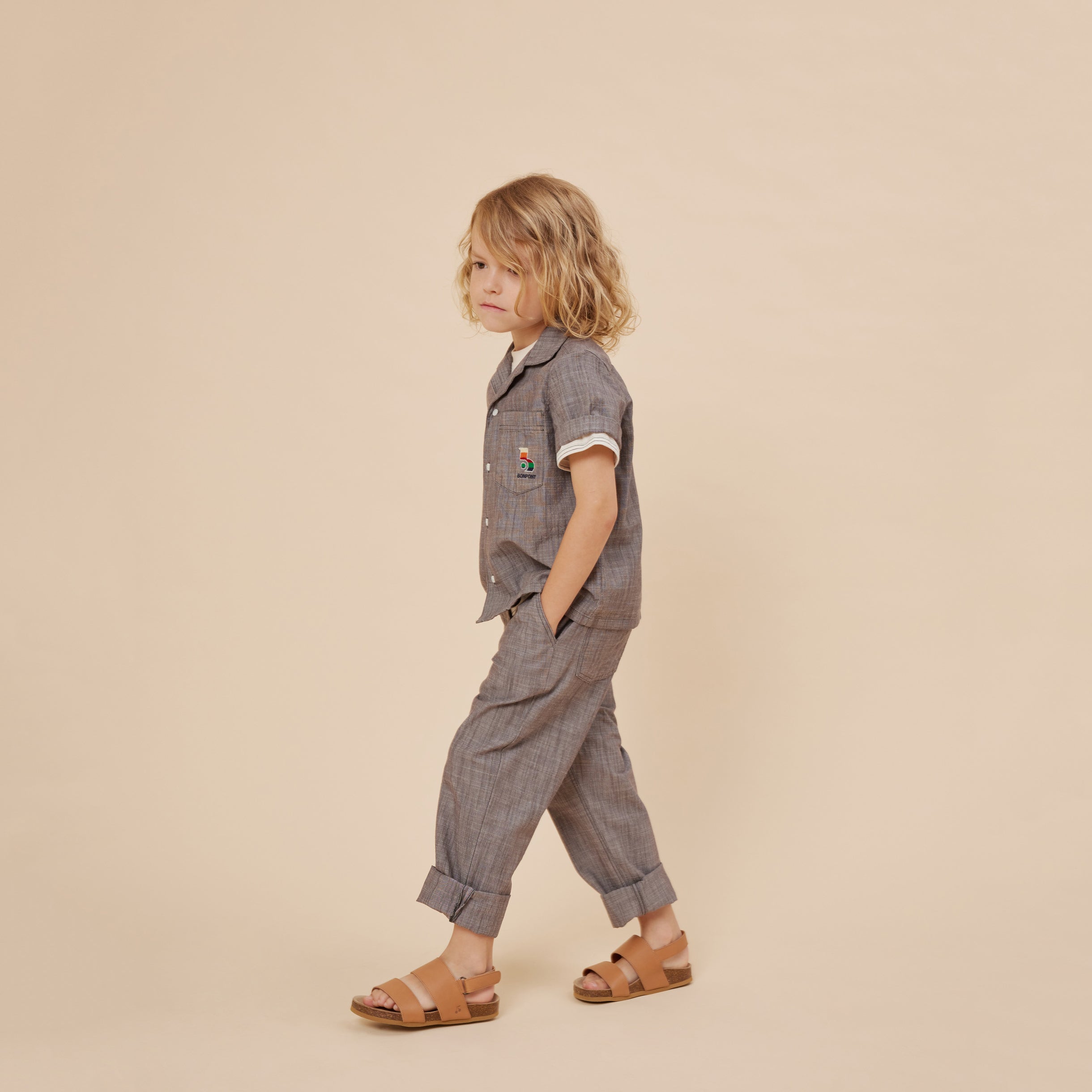 Boys Dark Grey Cotton Trousers