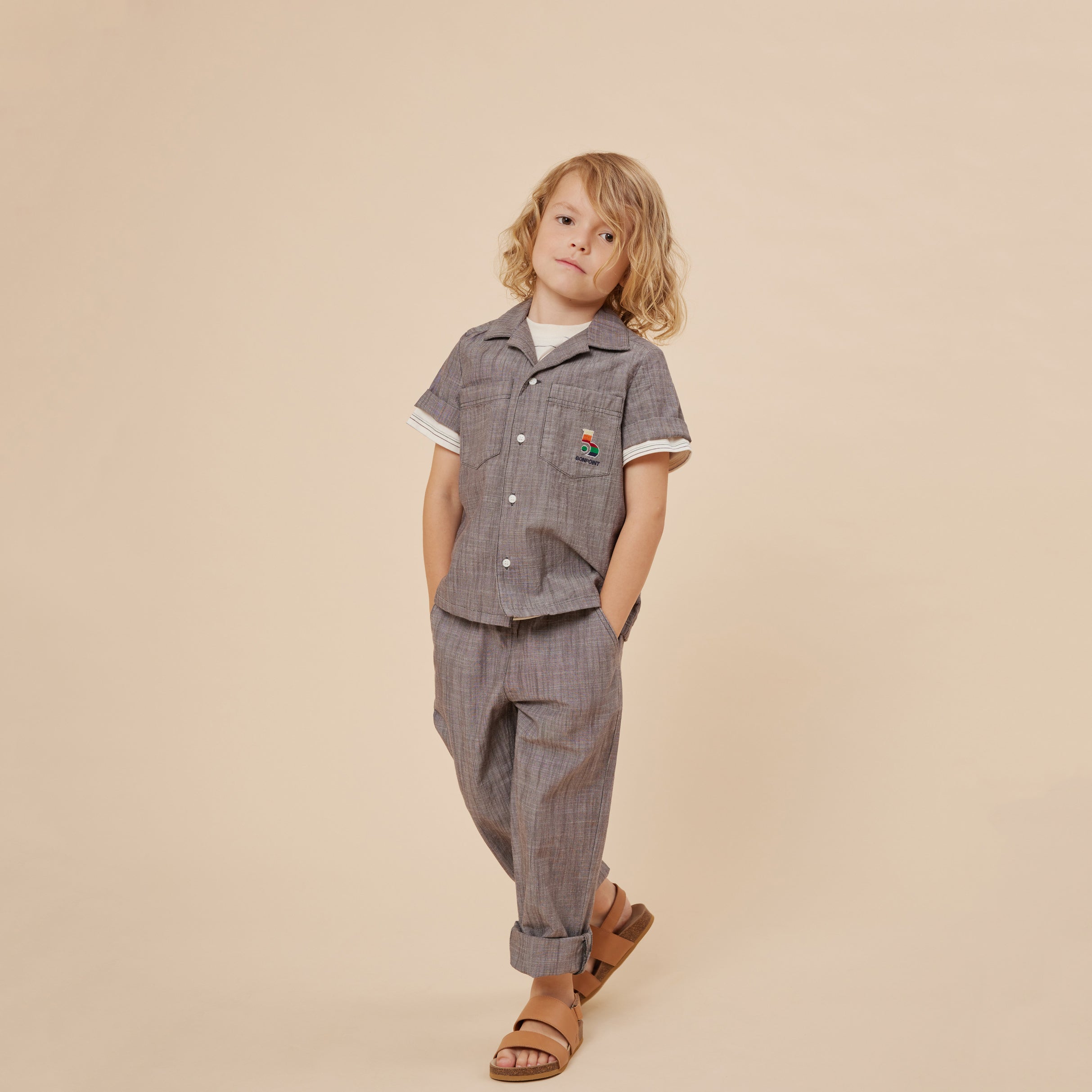 Boys Dark Grey Cotton Trousers