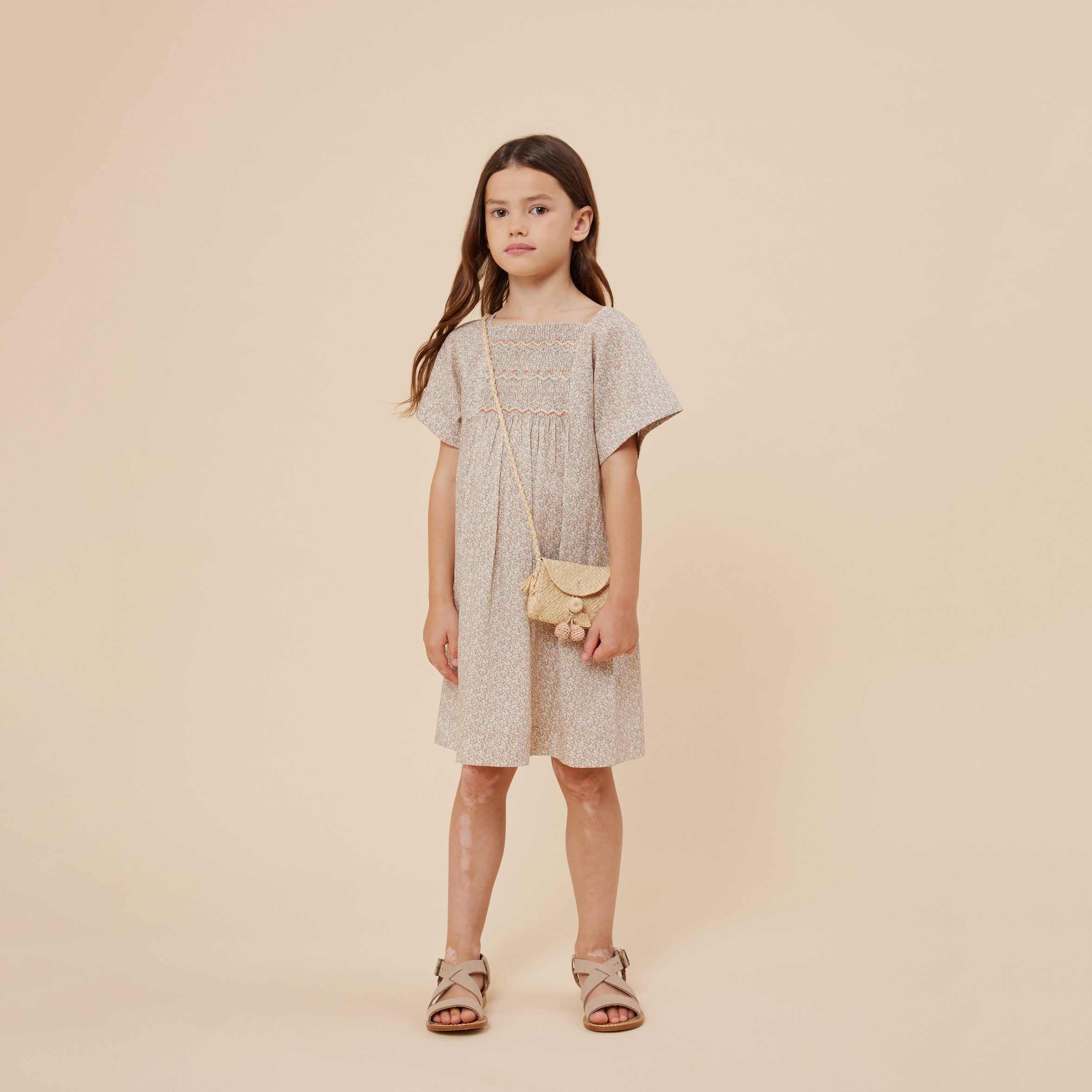 Girls Rose Floral Cotton Dress