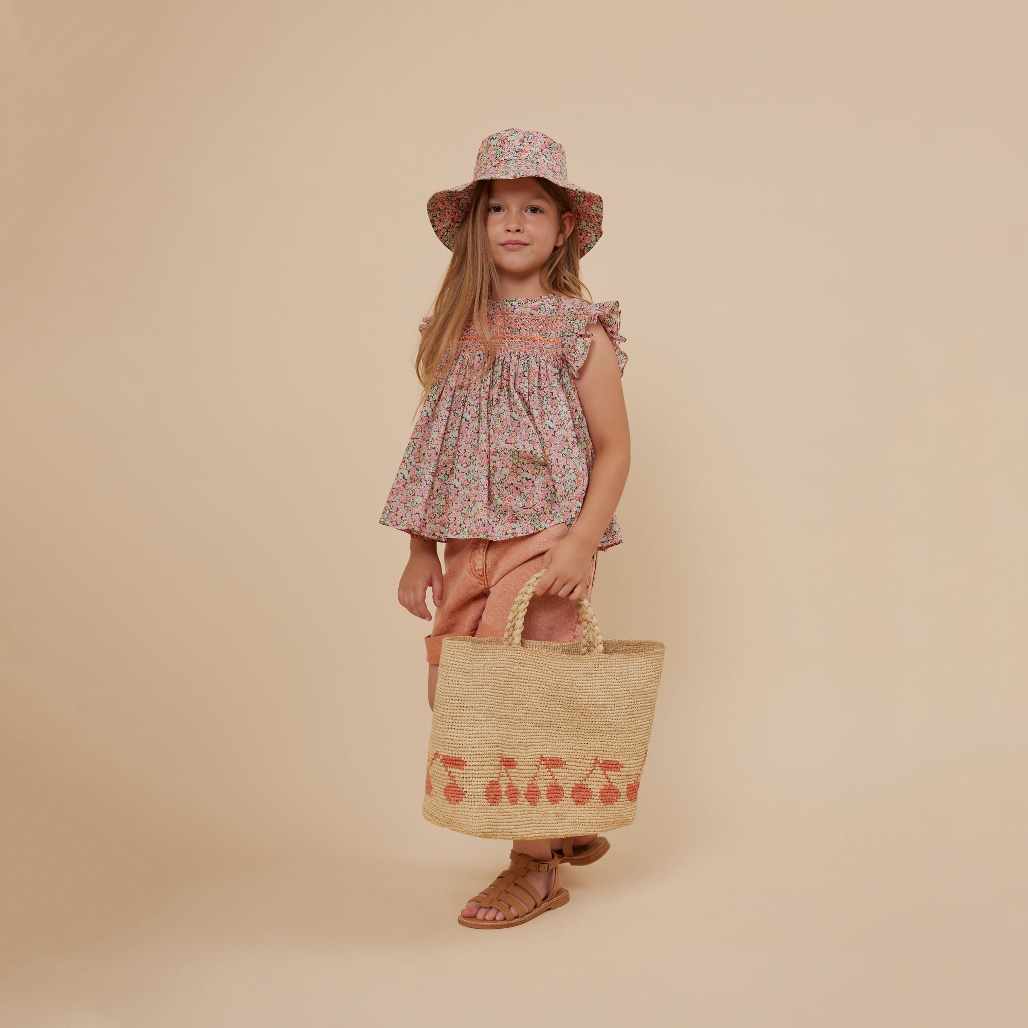 Girls Pink Floral Cotton Top