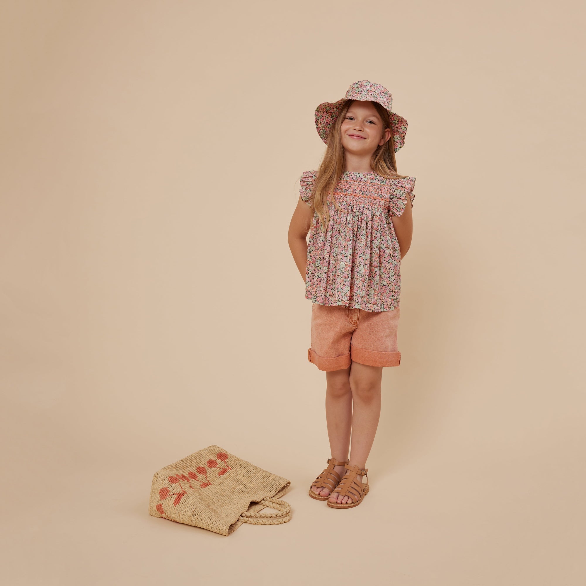 Girls Pink Floral Cotton Top