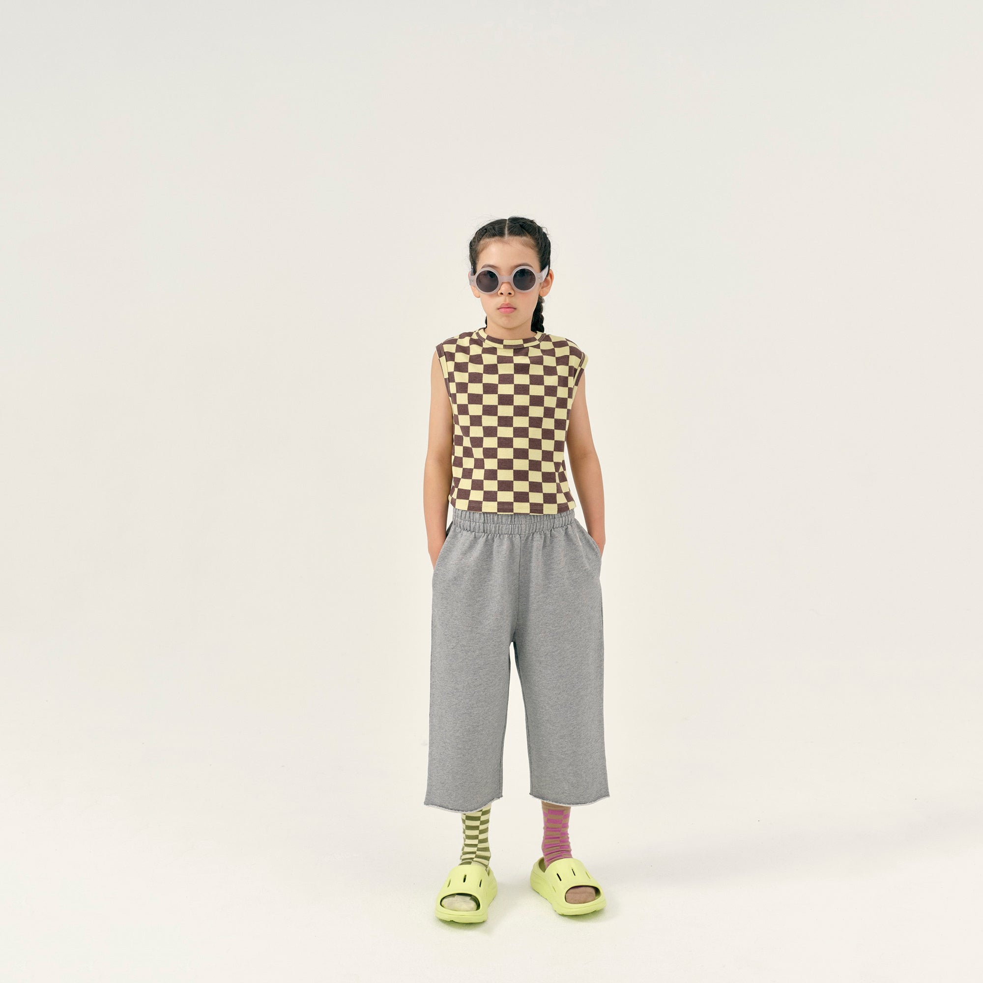 Boys & Girls Yellow Check Cotton Vest