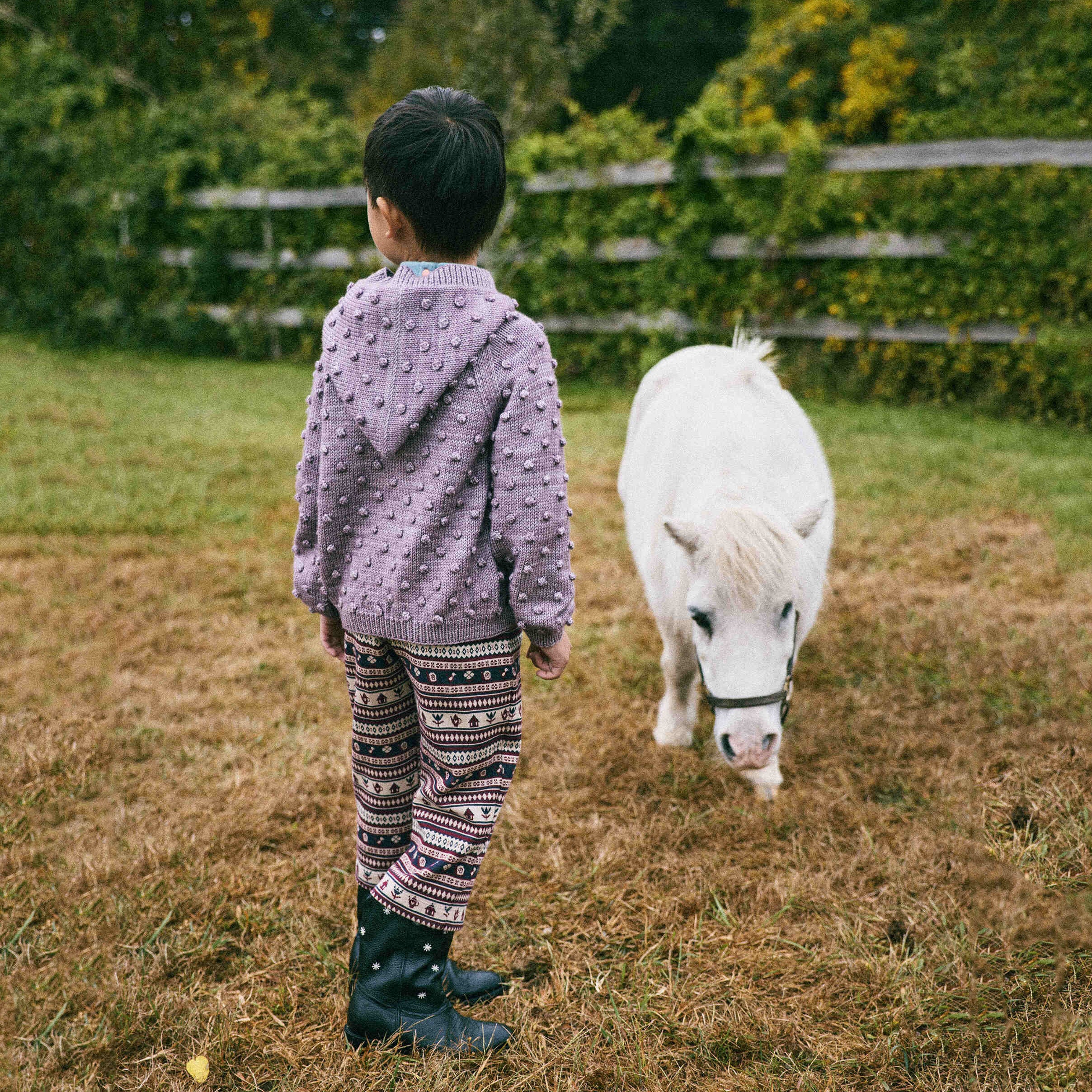 Boys & Girls Purple Popcorn Hooded Wool Cardigan