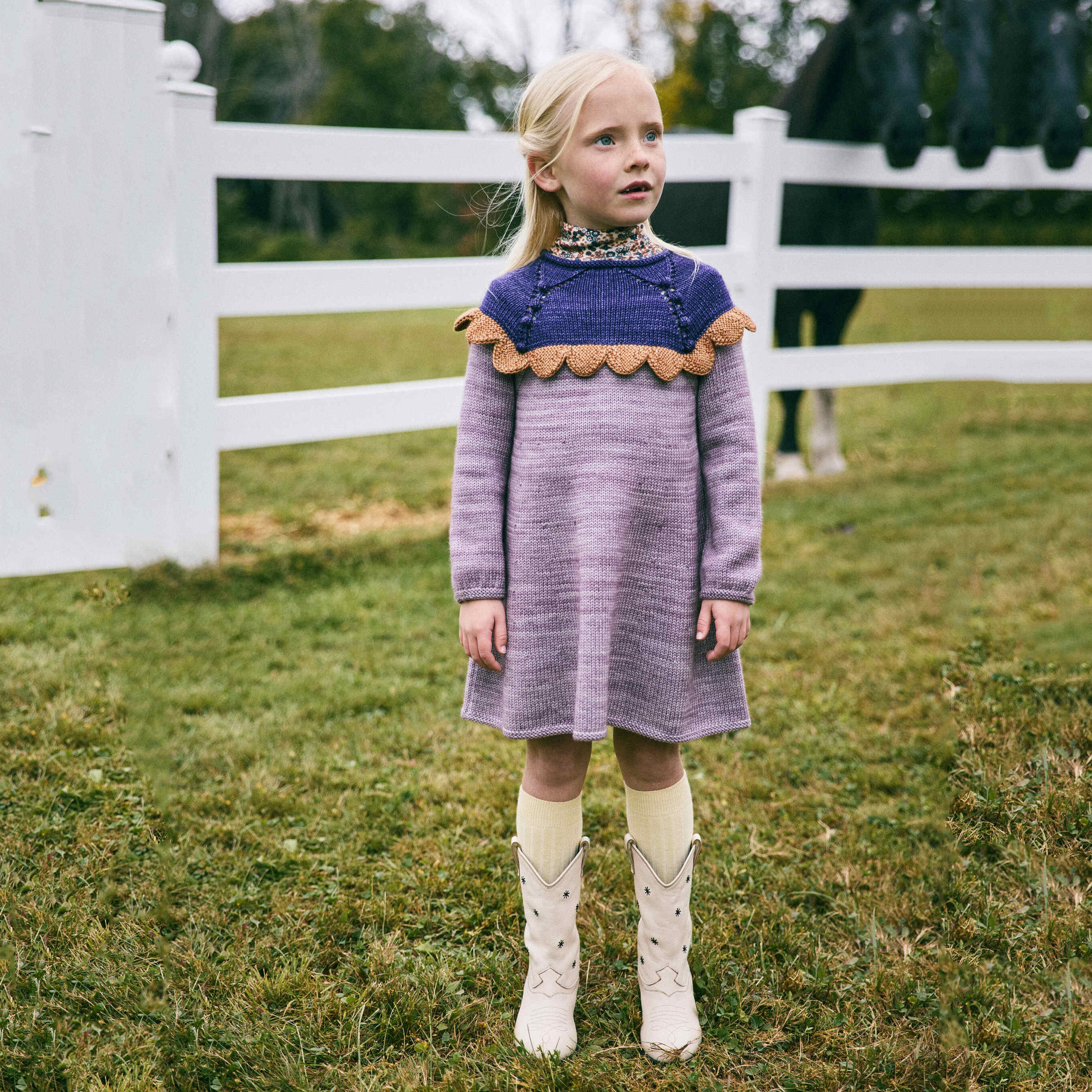 Girls Purple Wool Dress