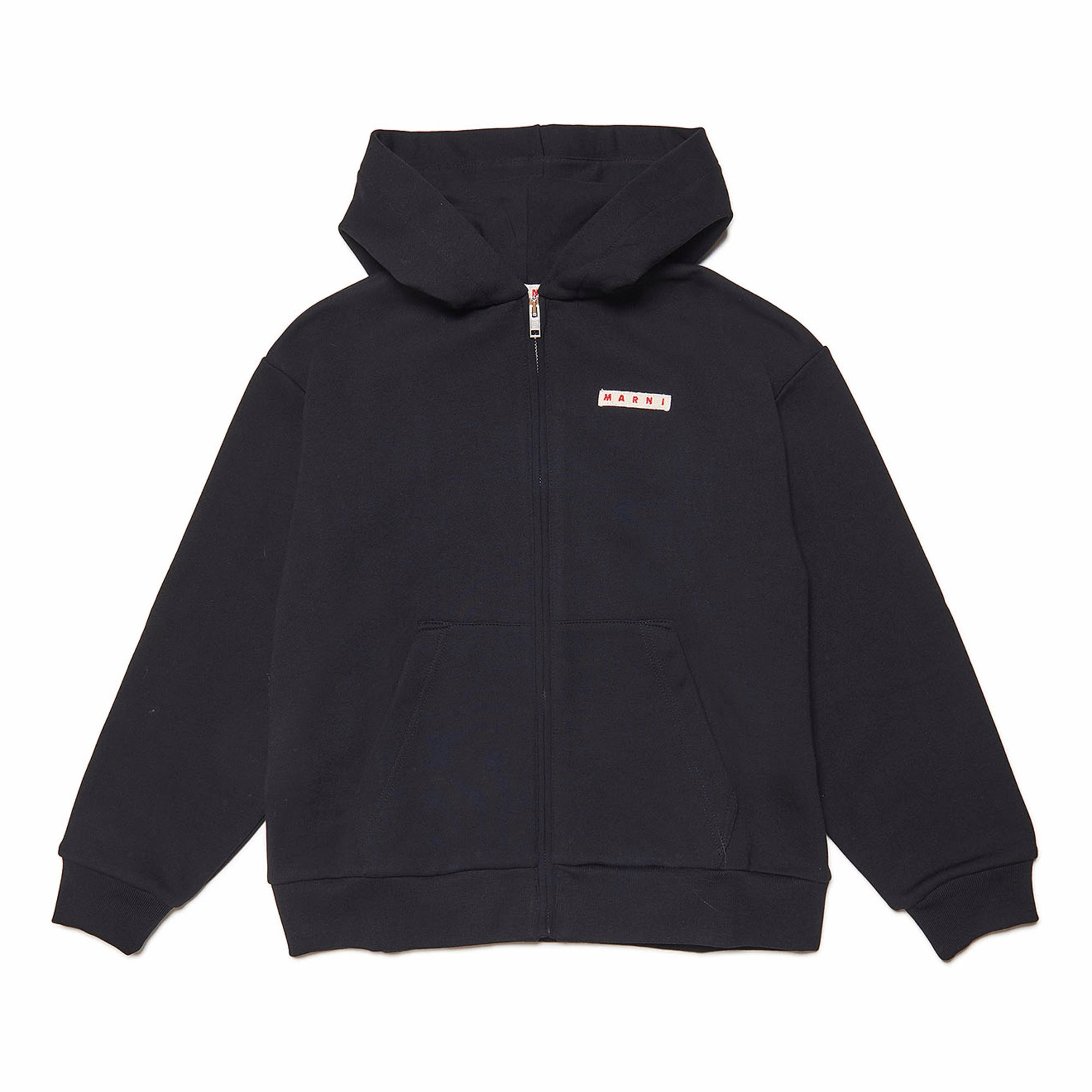 Boys & Girls Black Logo Cotton Zip-Up Top