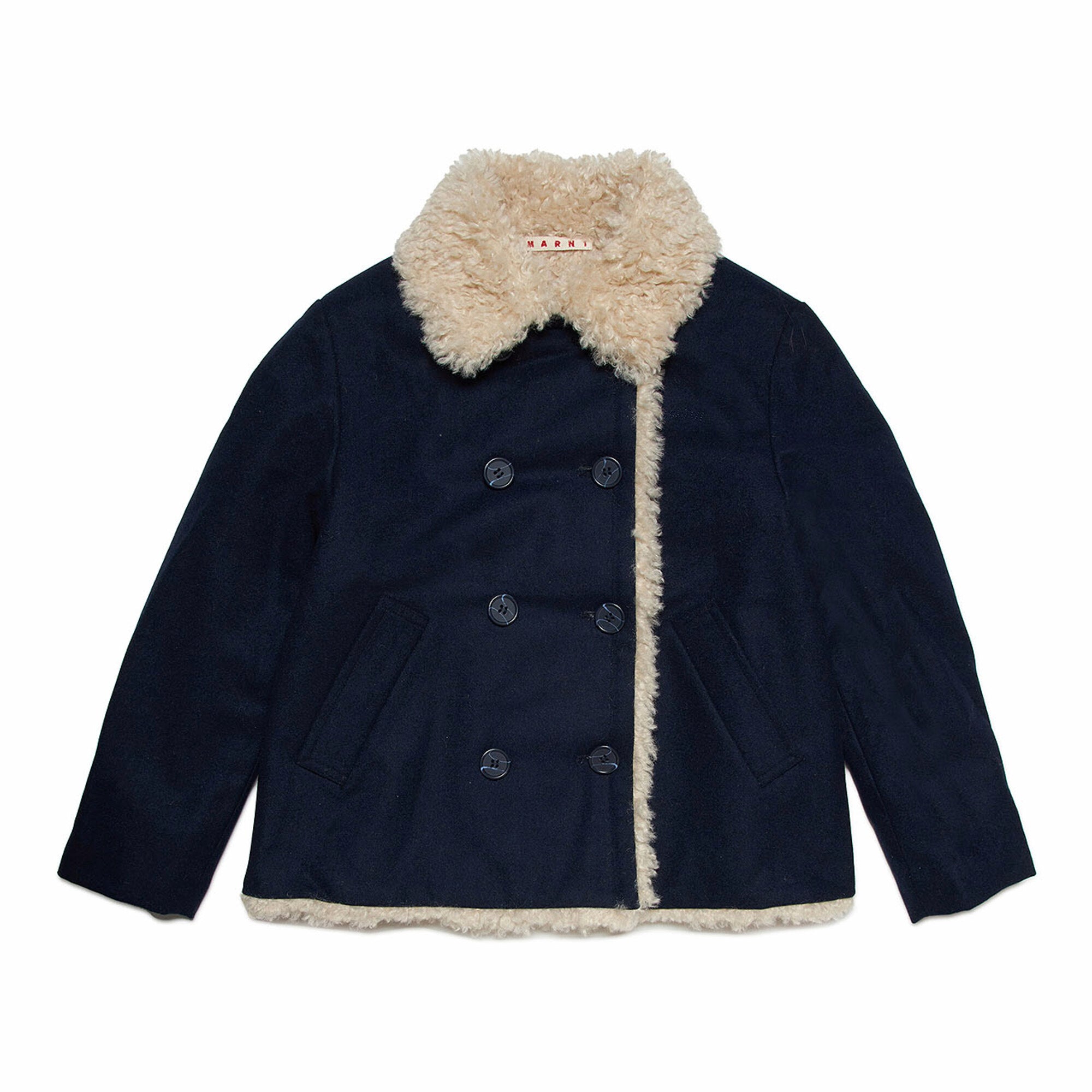 Girls Navy Wool Coat