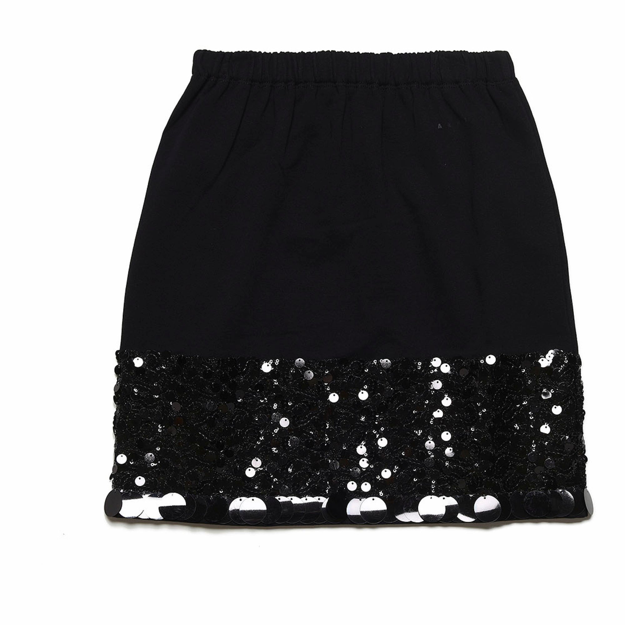 Girls Black Sequin Cotton Skirt