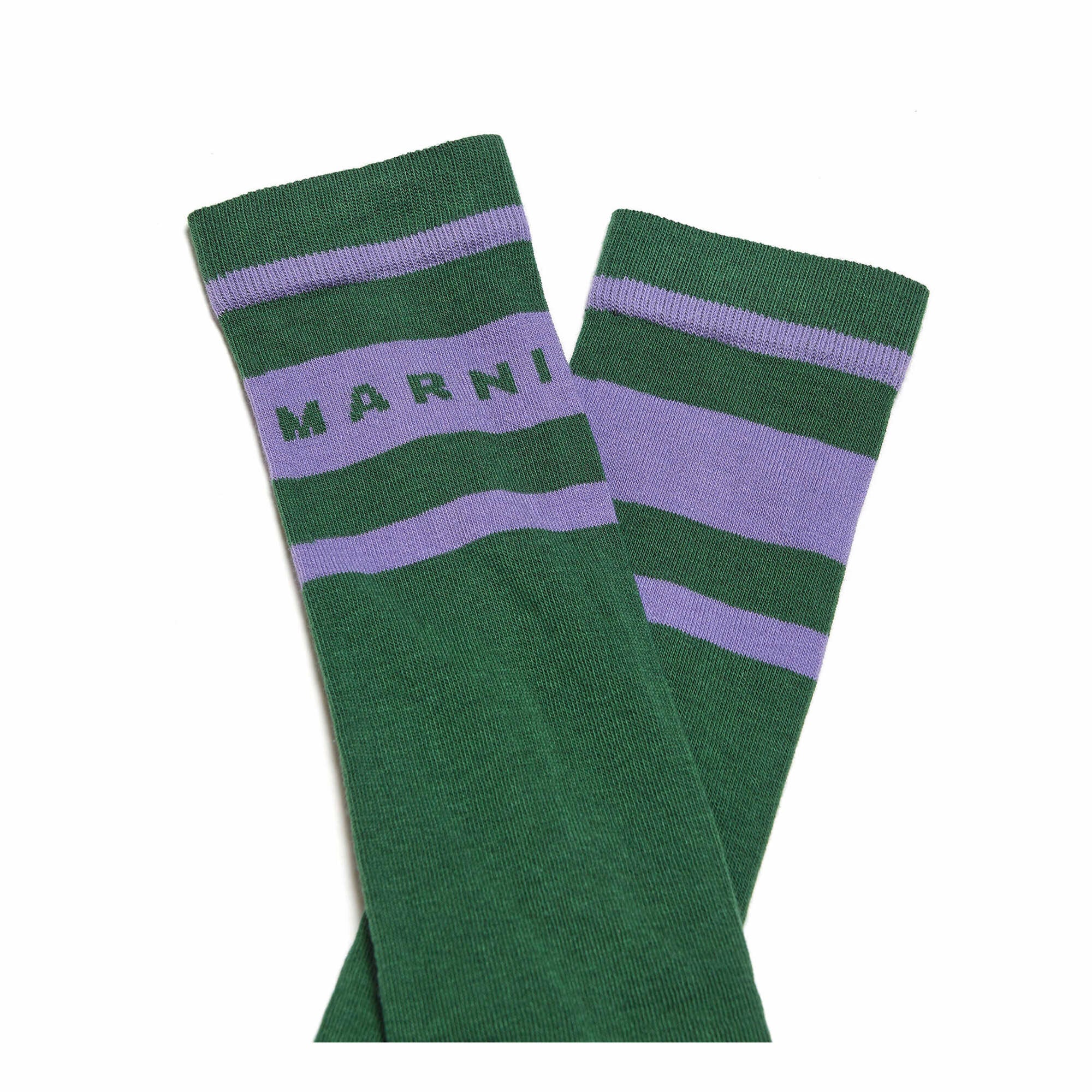 Girls Green Logo Cotton Long Socks