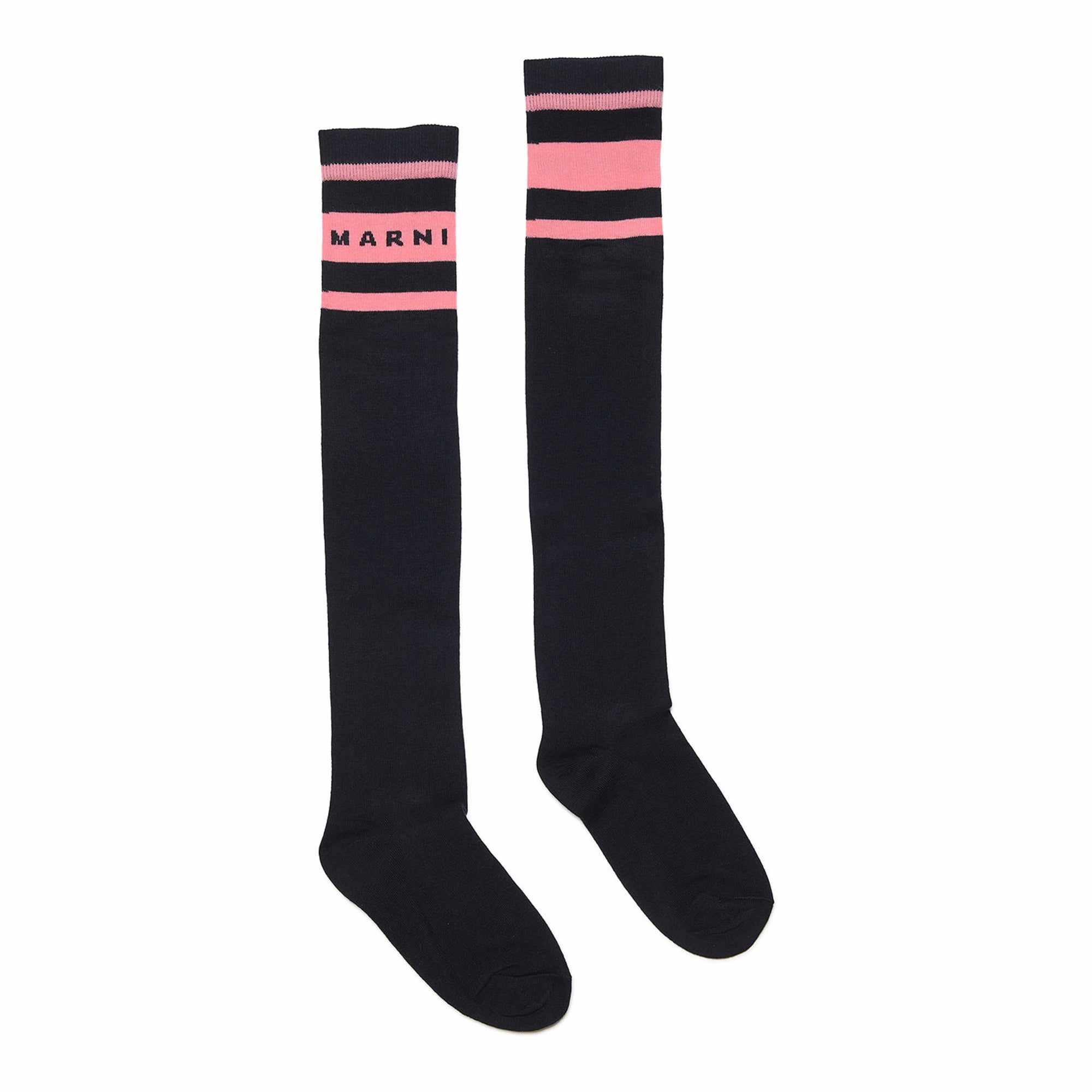 Girls Navy Logo Cotton Long Socks