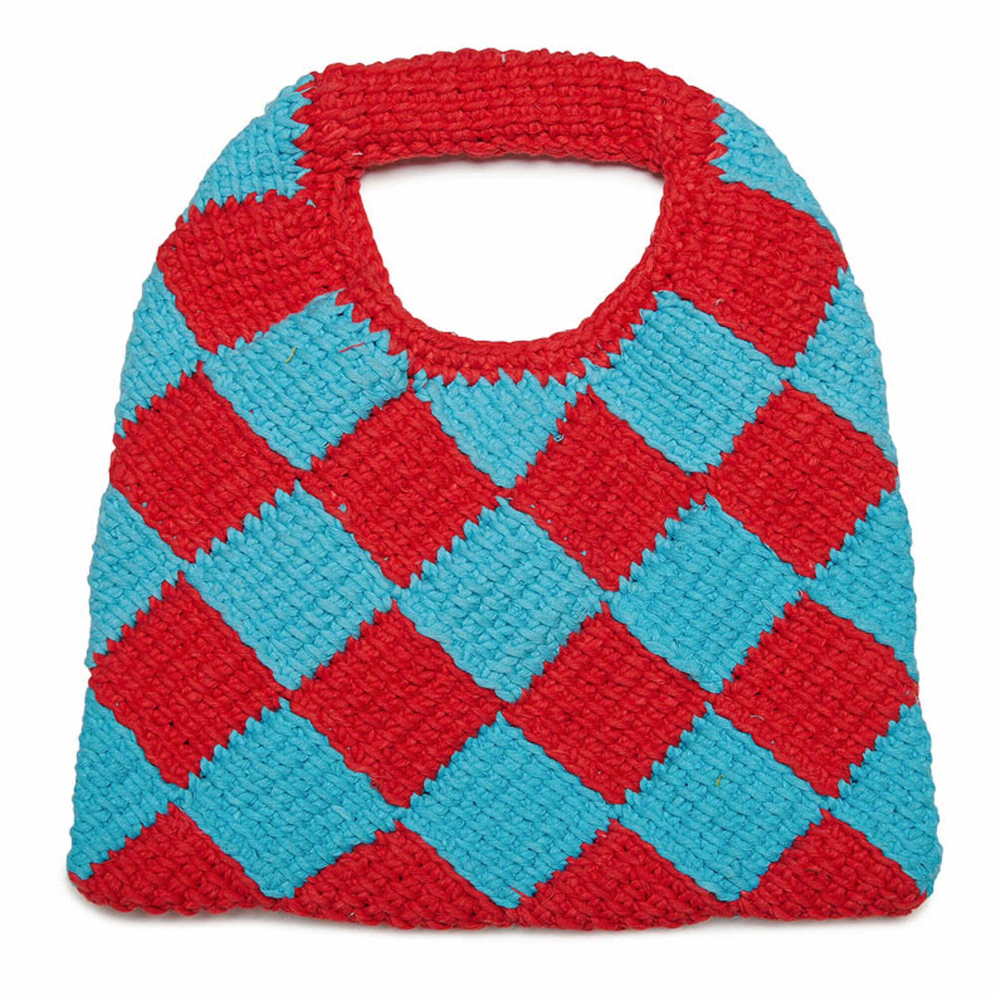 Girls Red Check Crochet Handbag