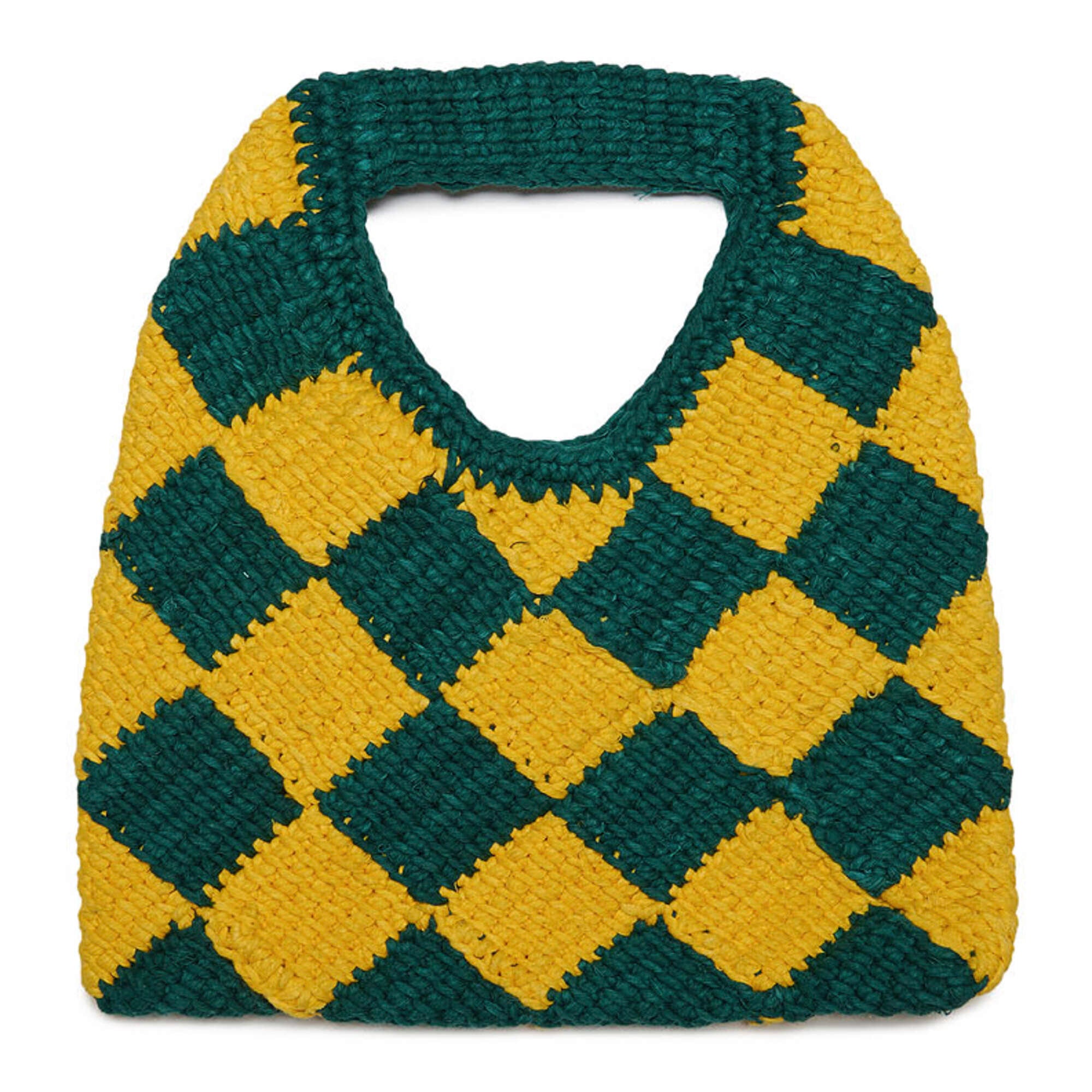 Girls Green Check Crochet Handbag