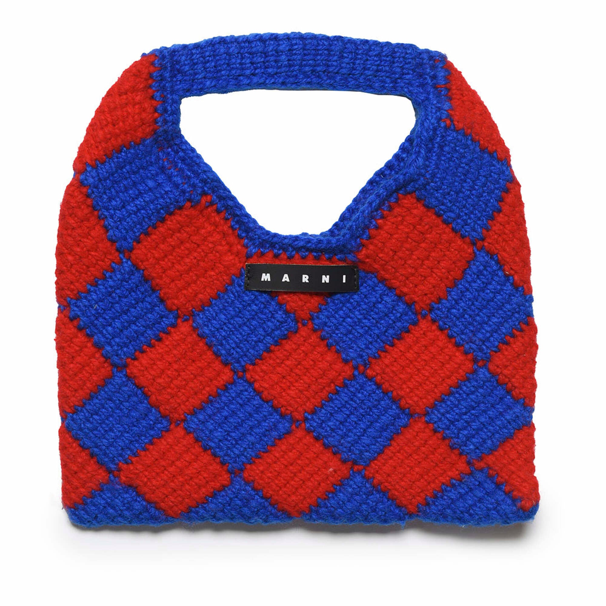 Girls Blue Check Crochet Handbag