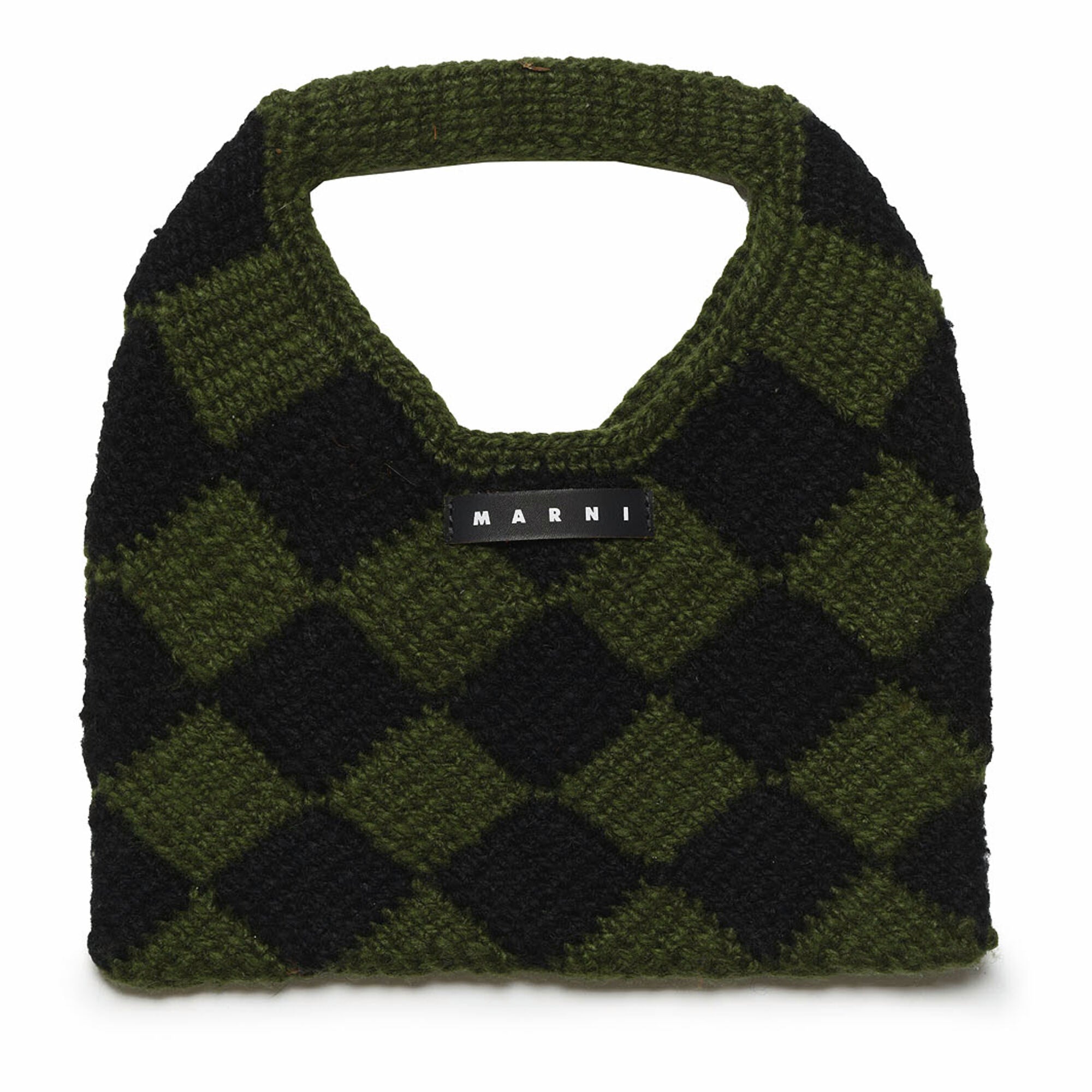 Girls Green Check Crochet Handbag