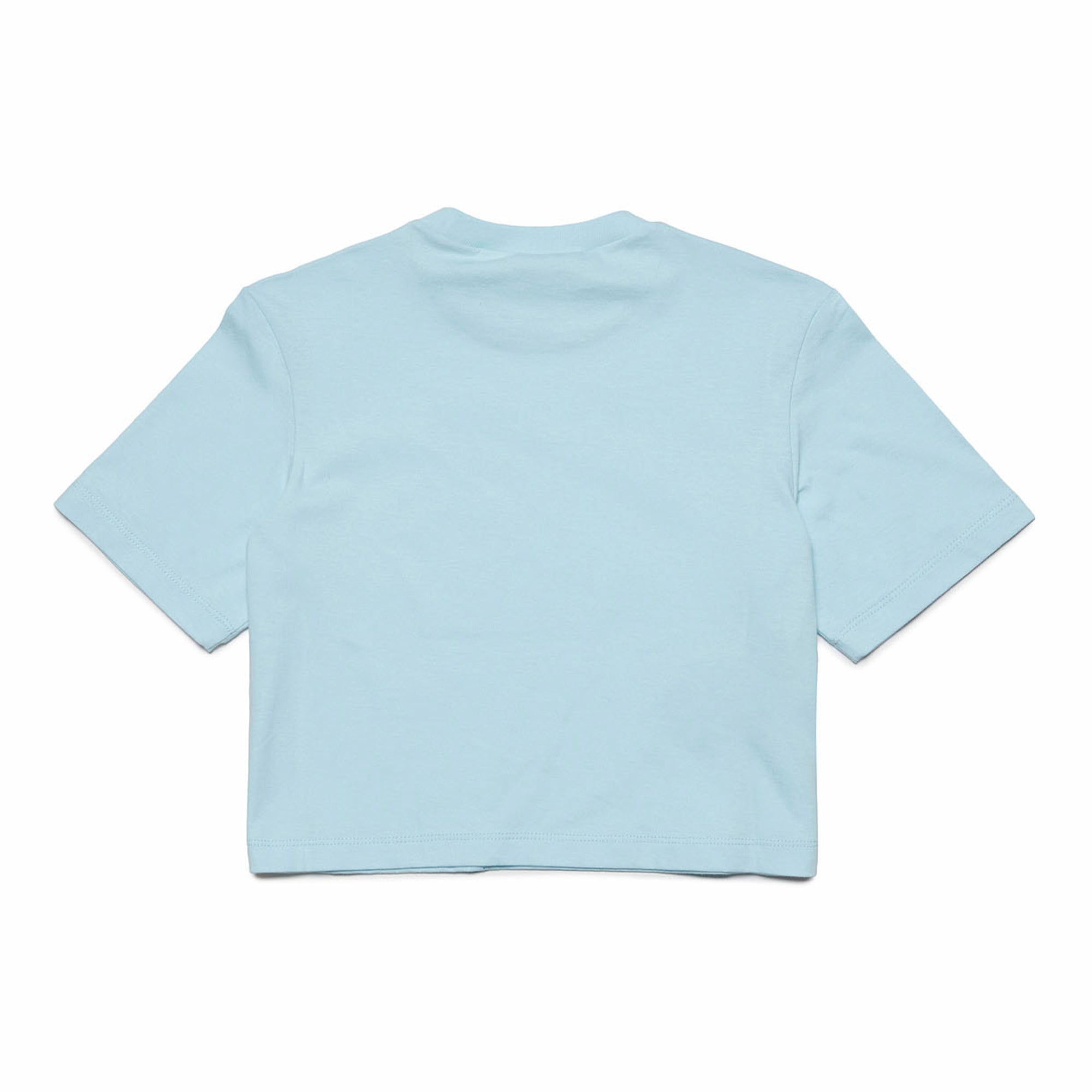 Girls Light Blue Logo Cotton T-Shirt
