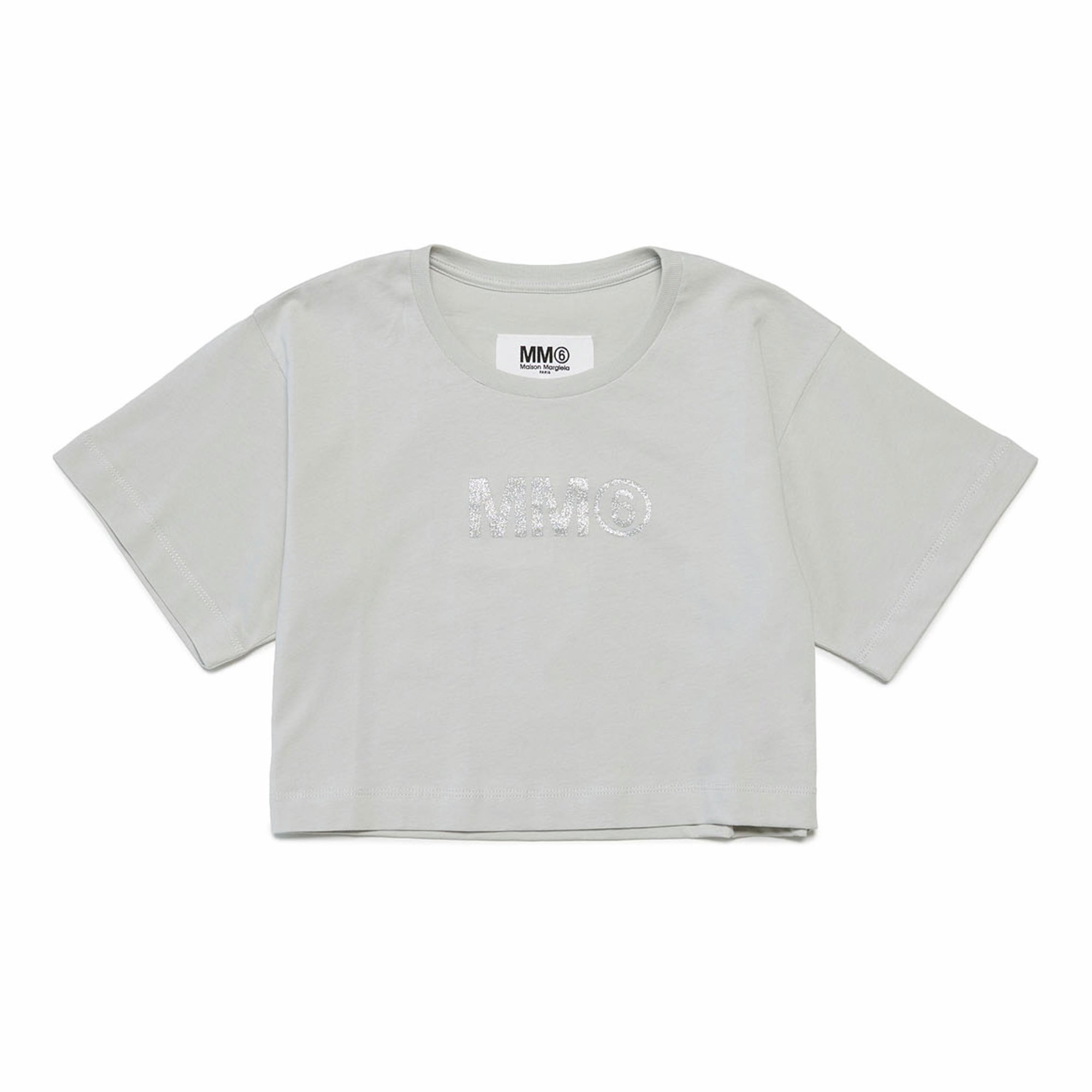 Girls Light Grey Logo Cotton T-Shirt
