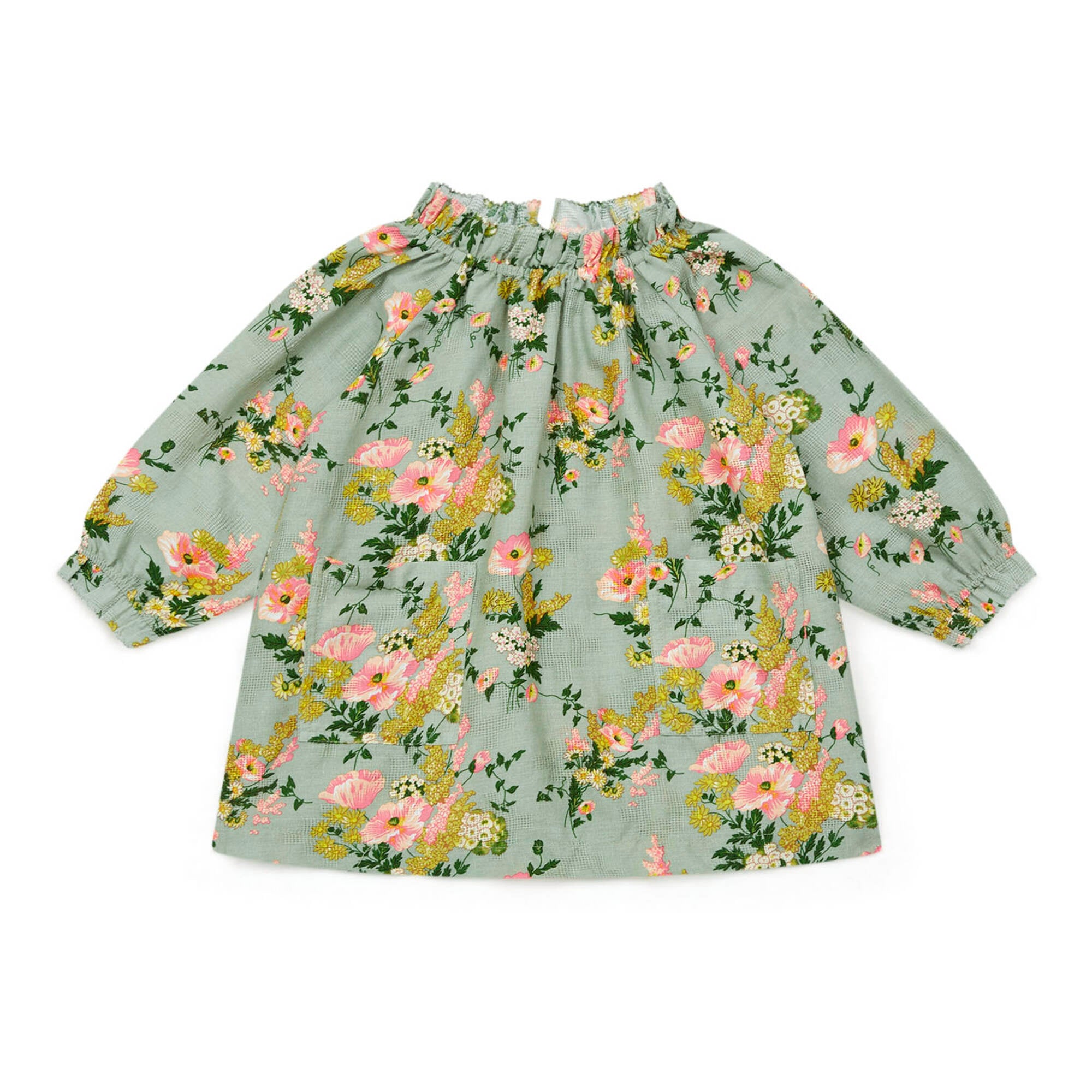 Baby Girls Green Flower Cotton Dress