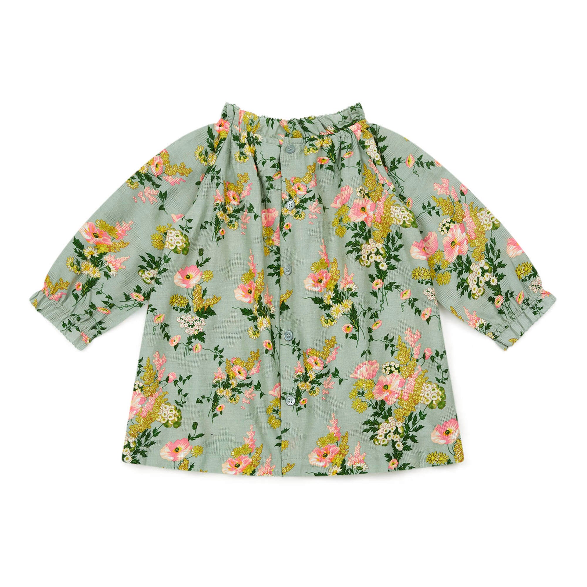 Baby Girls Green Flower Cotton Dress